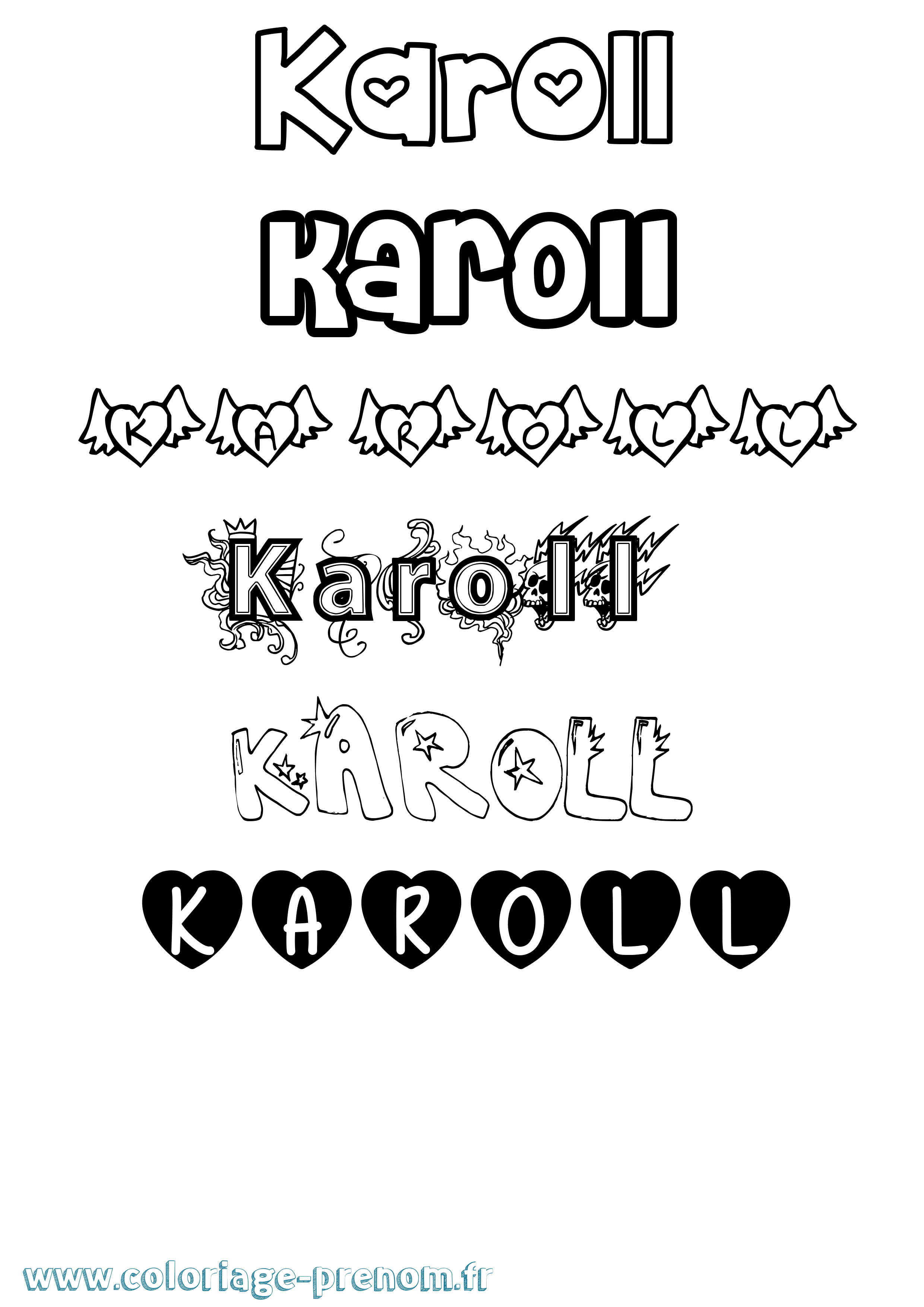 Coloriage Karoll Girly Coloriage prénom Karoll Girly