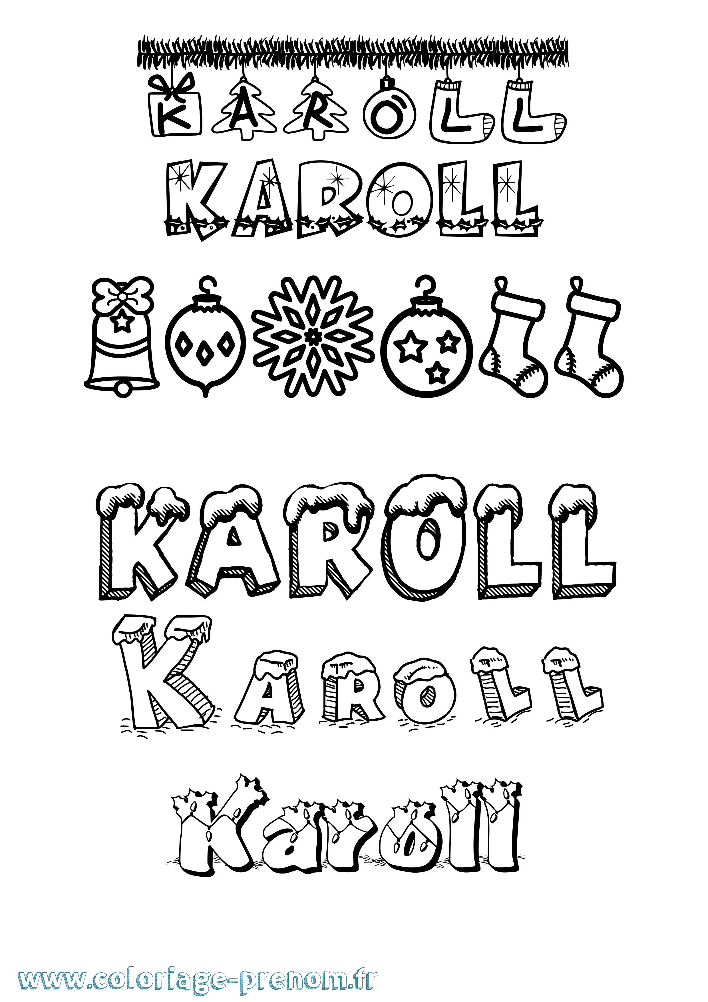 Coloriage Karoll Noël Coloriage prénom Karoll Noël