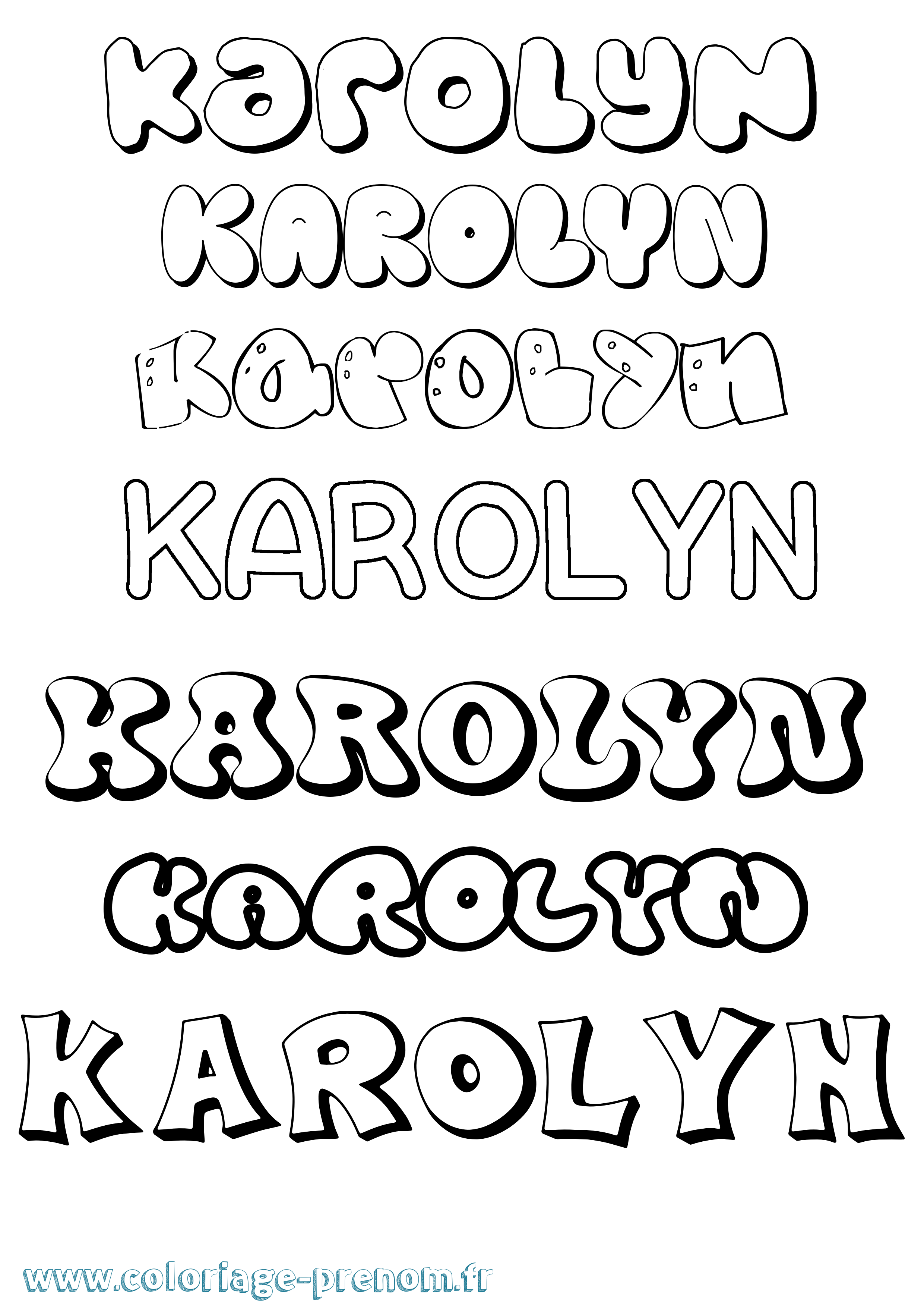 Coloriage Karolyn Bubble Coloriage prénom Karolyn Bubble