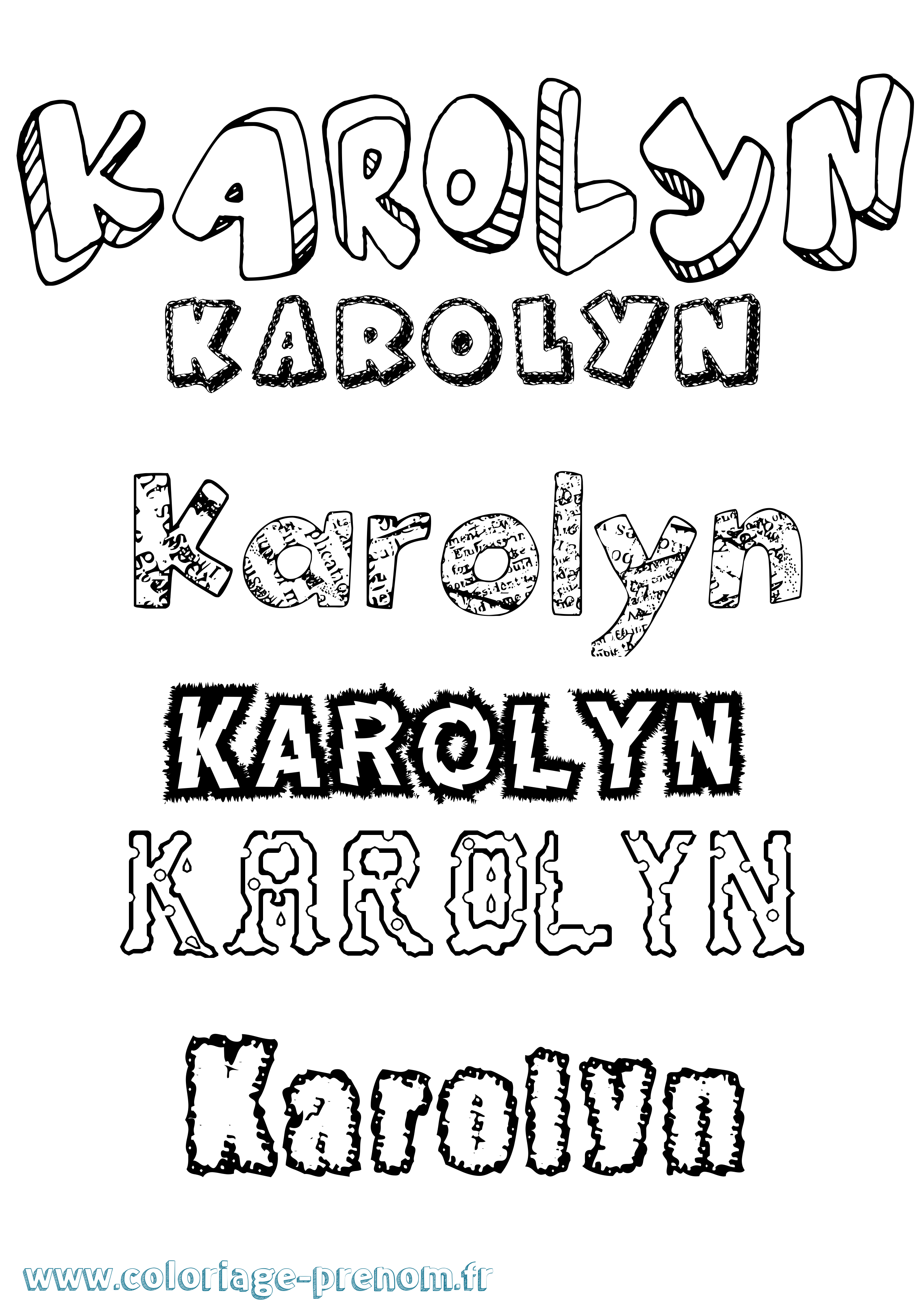 Coloriage Karolyn Destructuré Coloriage prénom Karolyn Destructuré