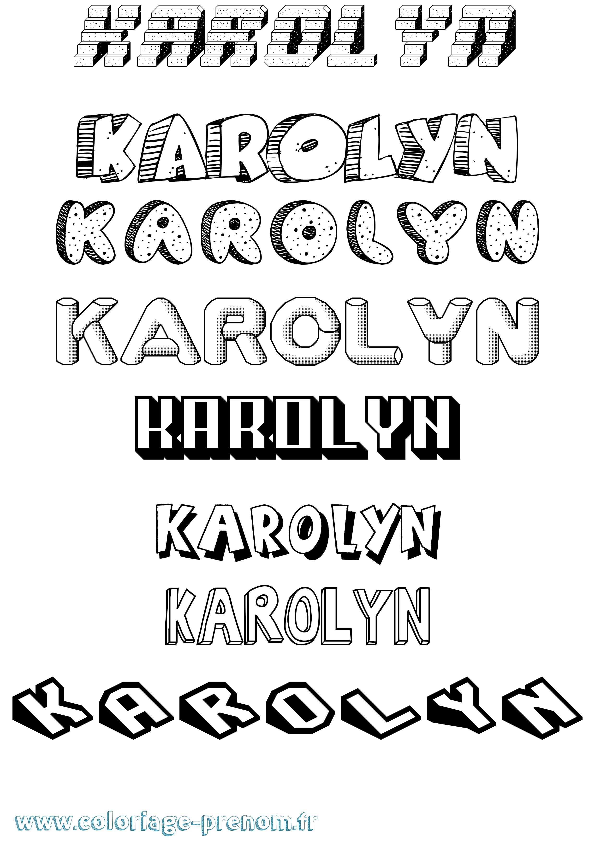 Coloriage Karolyn Effet 3D Coloriage prénom Karolyn Effet 3D