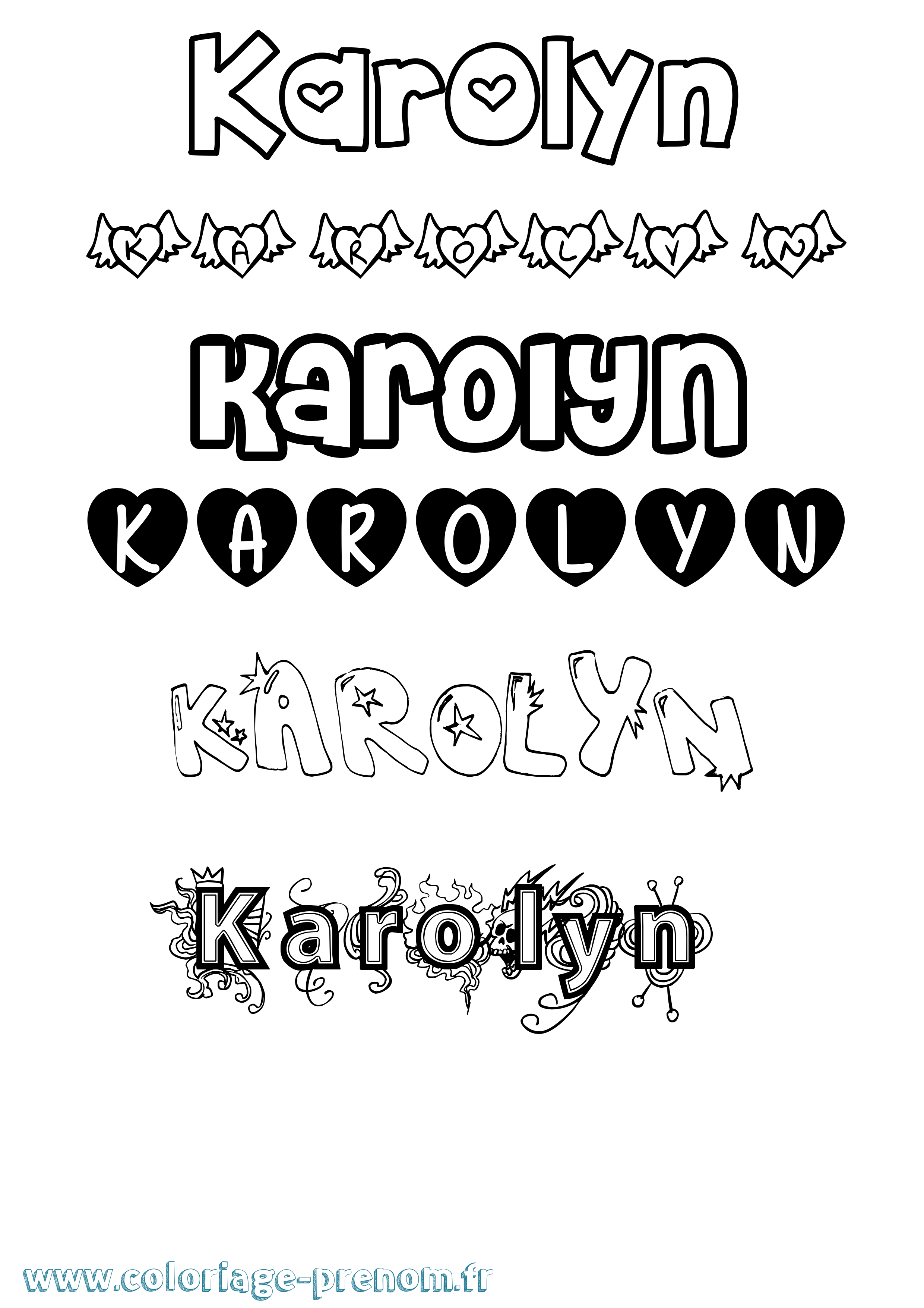 Coloriage Karolyn Girly Coloriage prénom Karolyn Girly