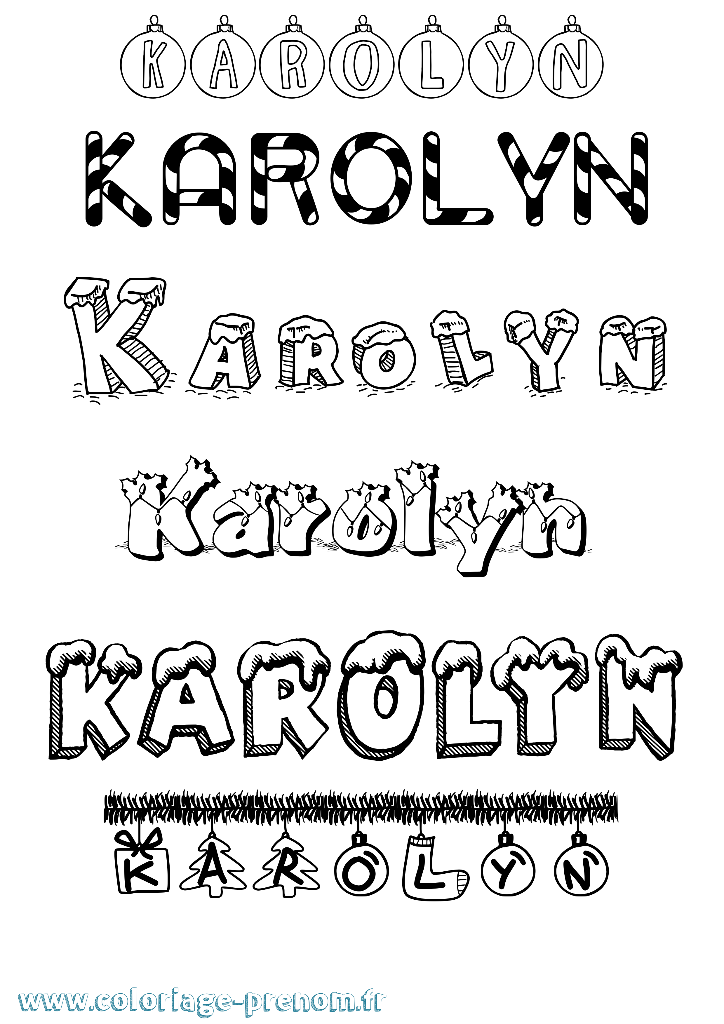 Coloriage Karolyn Noël Coloriage prénom Karolyn Noël