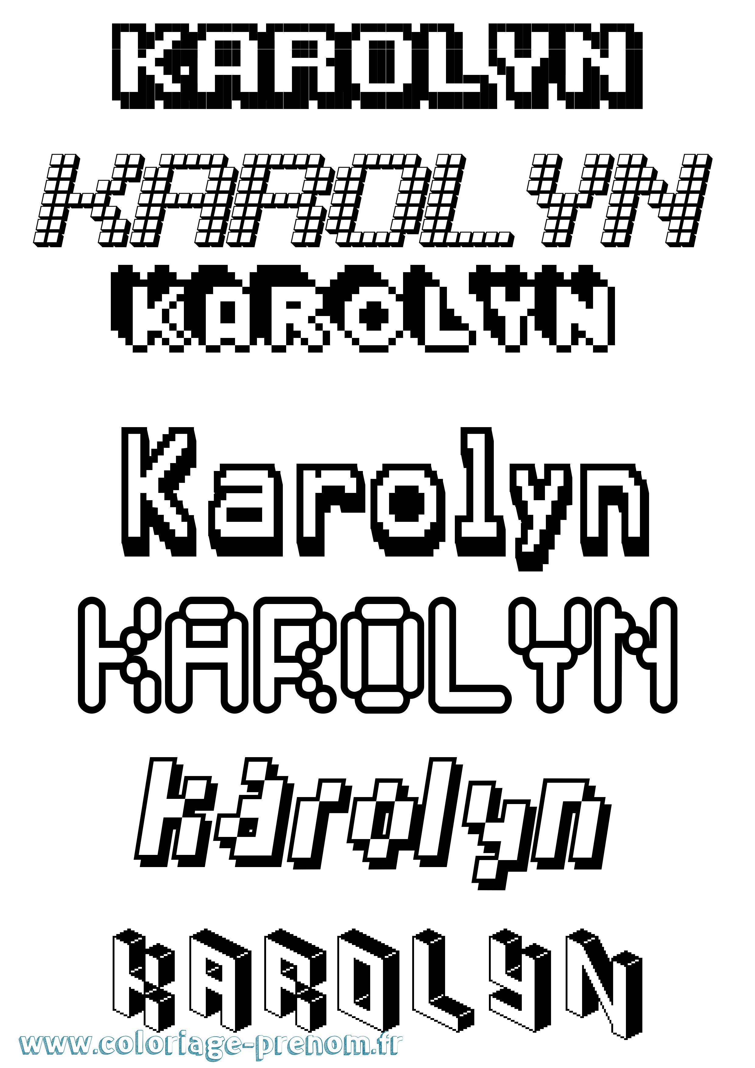 Coloriage Karolyn Pixel Coloriage prénom Karolyn Pixel