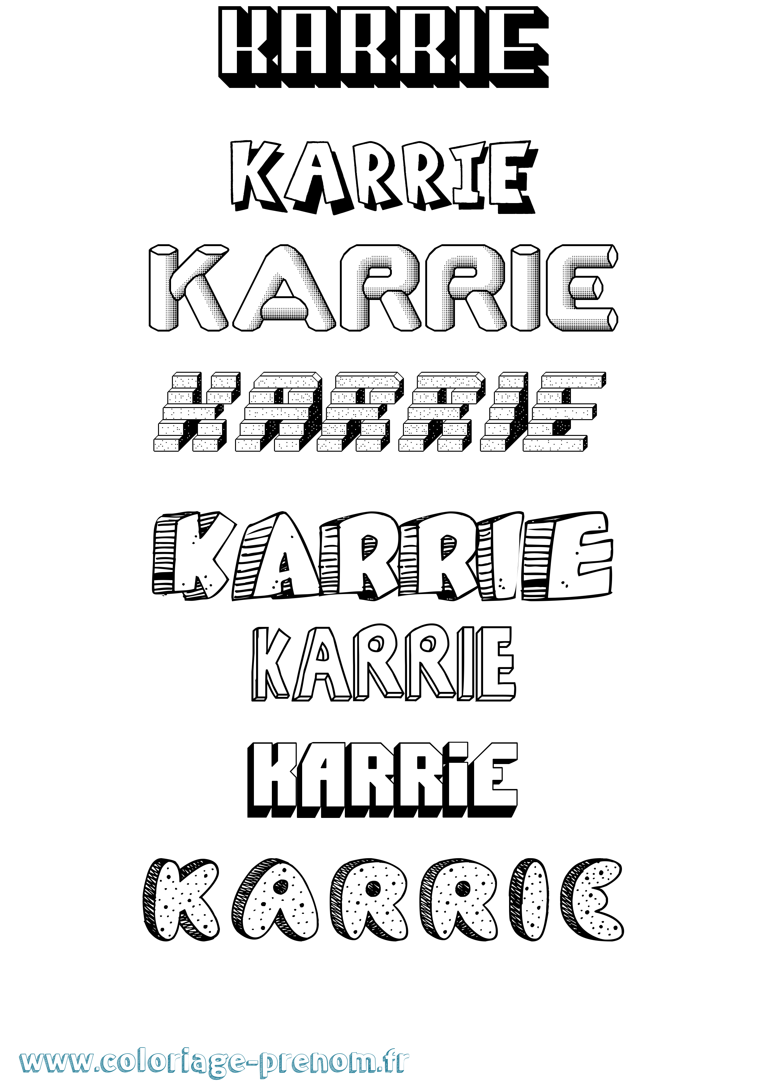 Coloriage Karrie Effet 3D Coloriage prénom Karrie Effet 3D