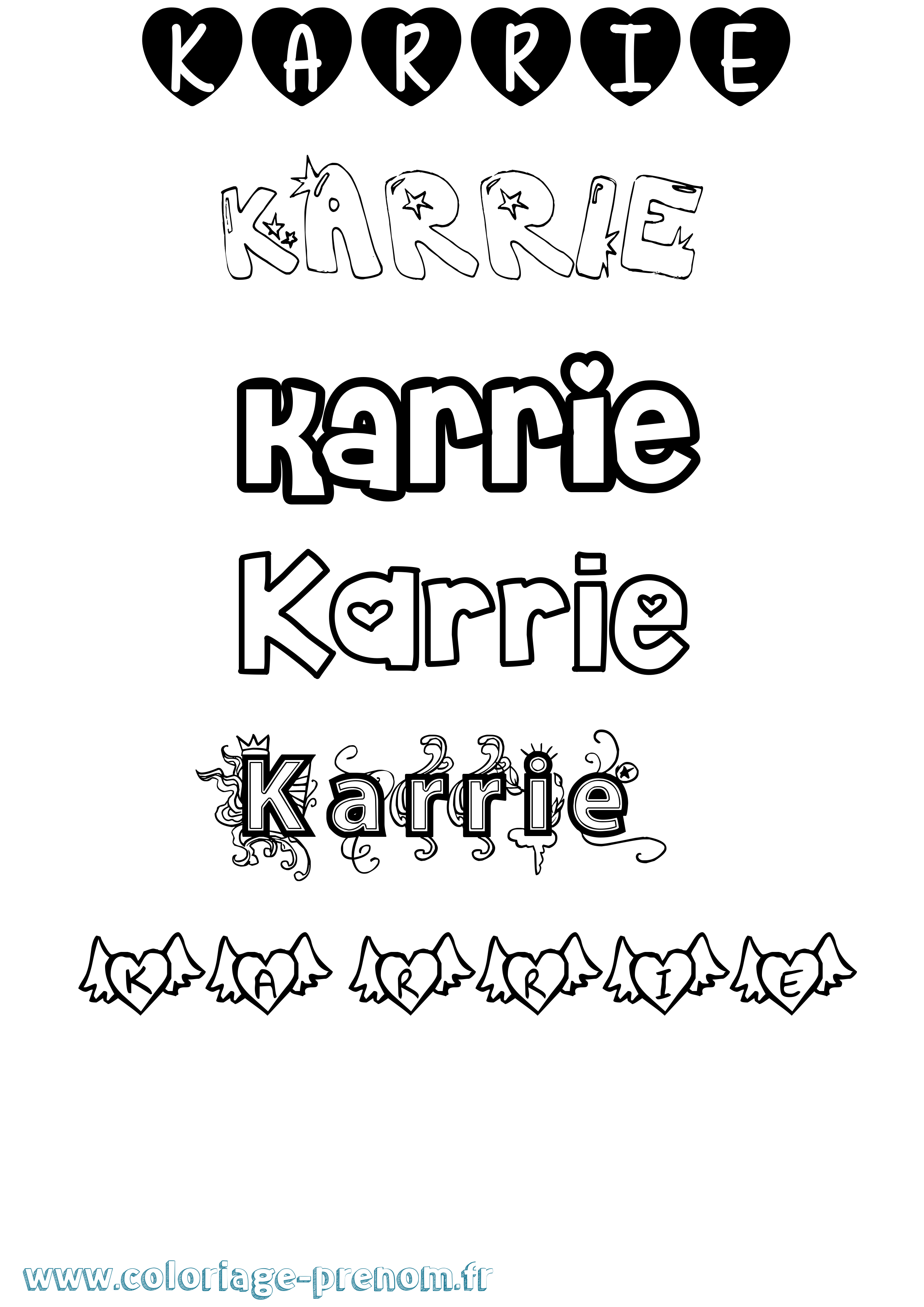 Coloriage Karrie Girly Coloriage prénom Karrie Girly