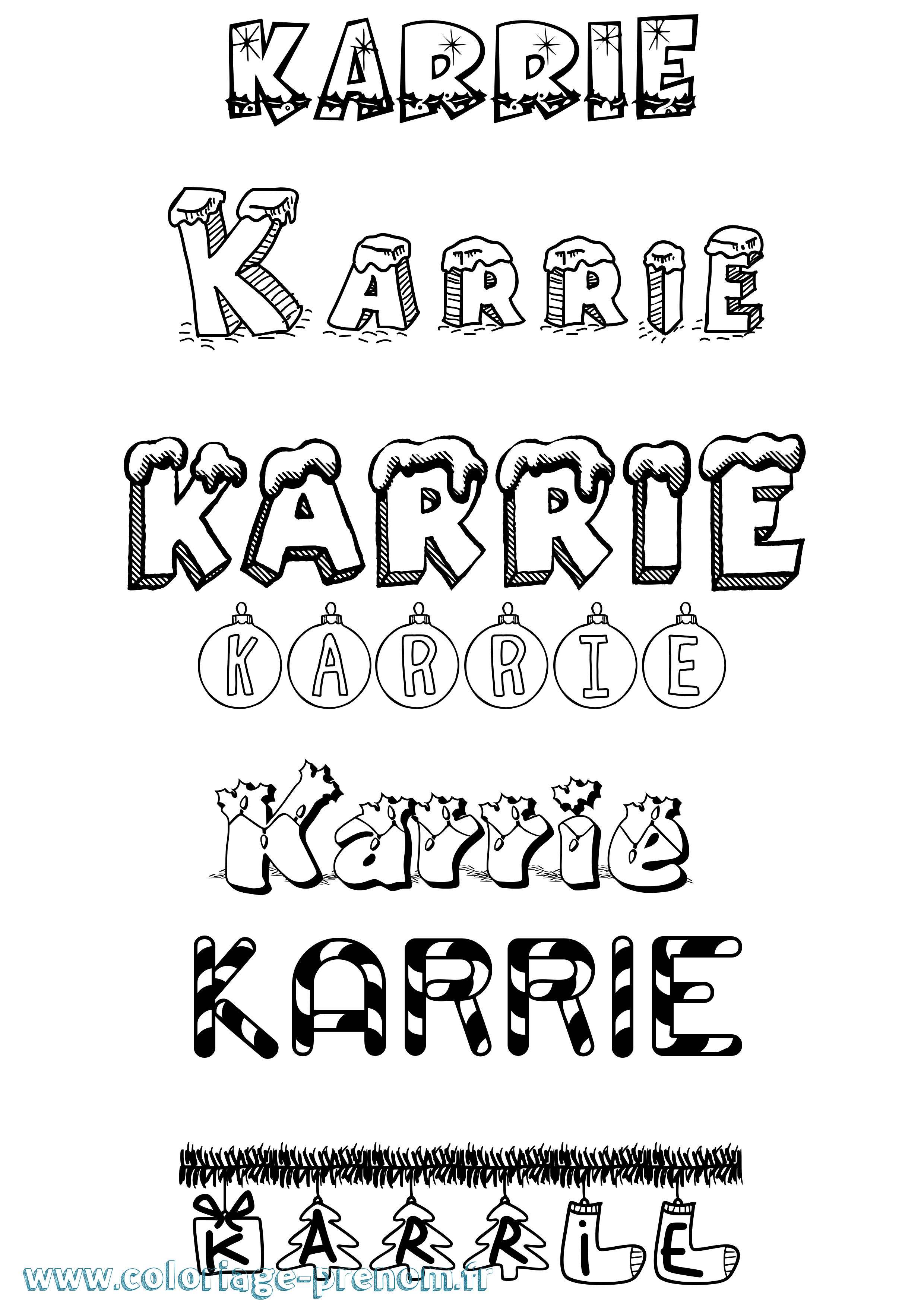 Coloriage Karrie Noël Coloriage prénom Karrie Noël