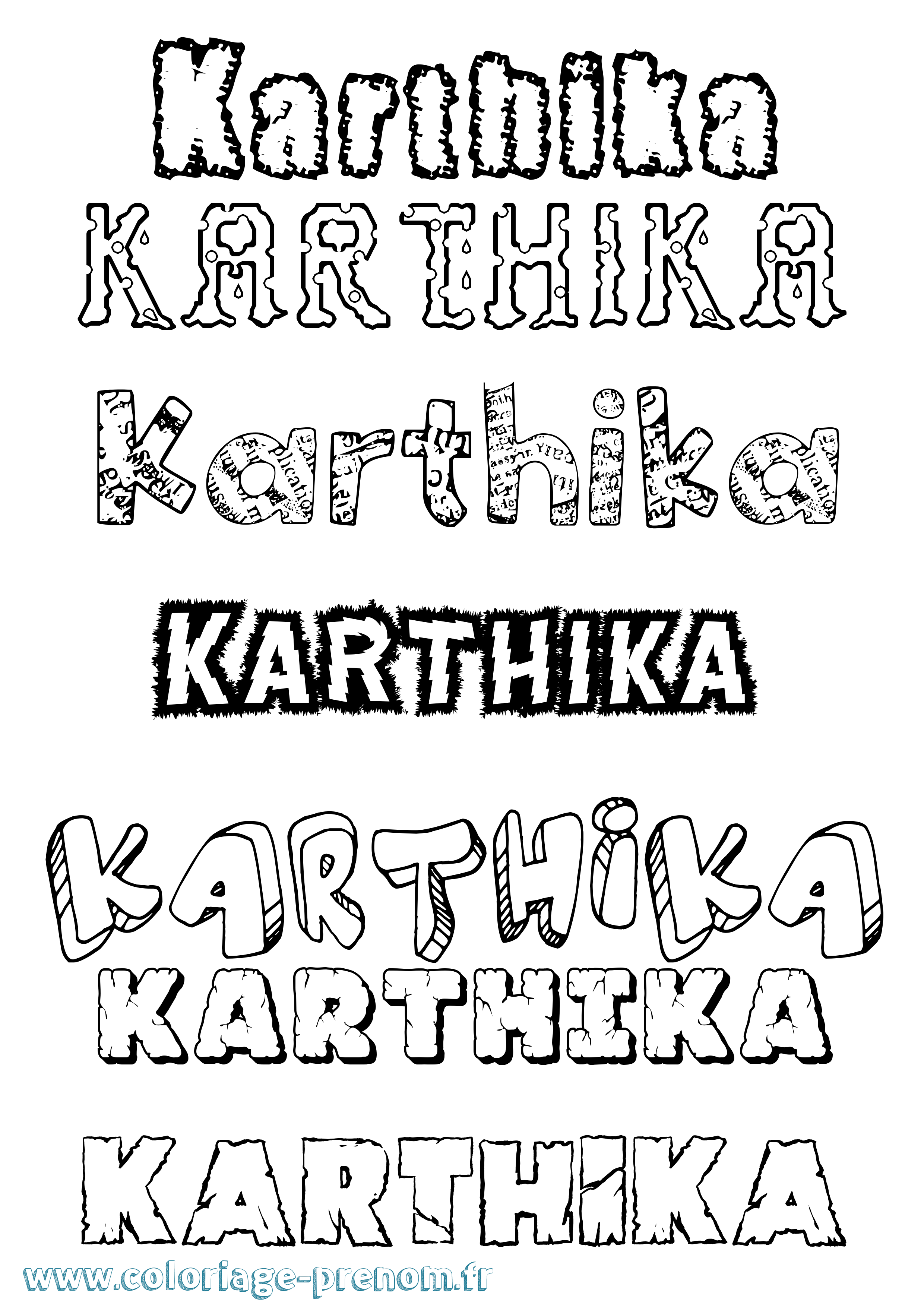 Coloriage Karthika Destructuré Coloriage prénom Karthika Destructuré