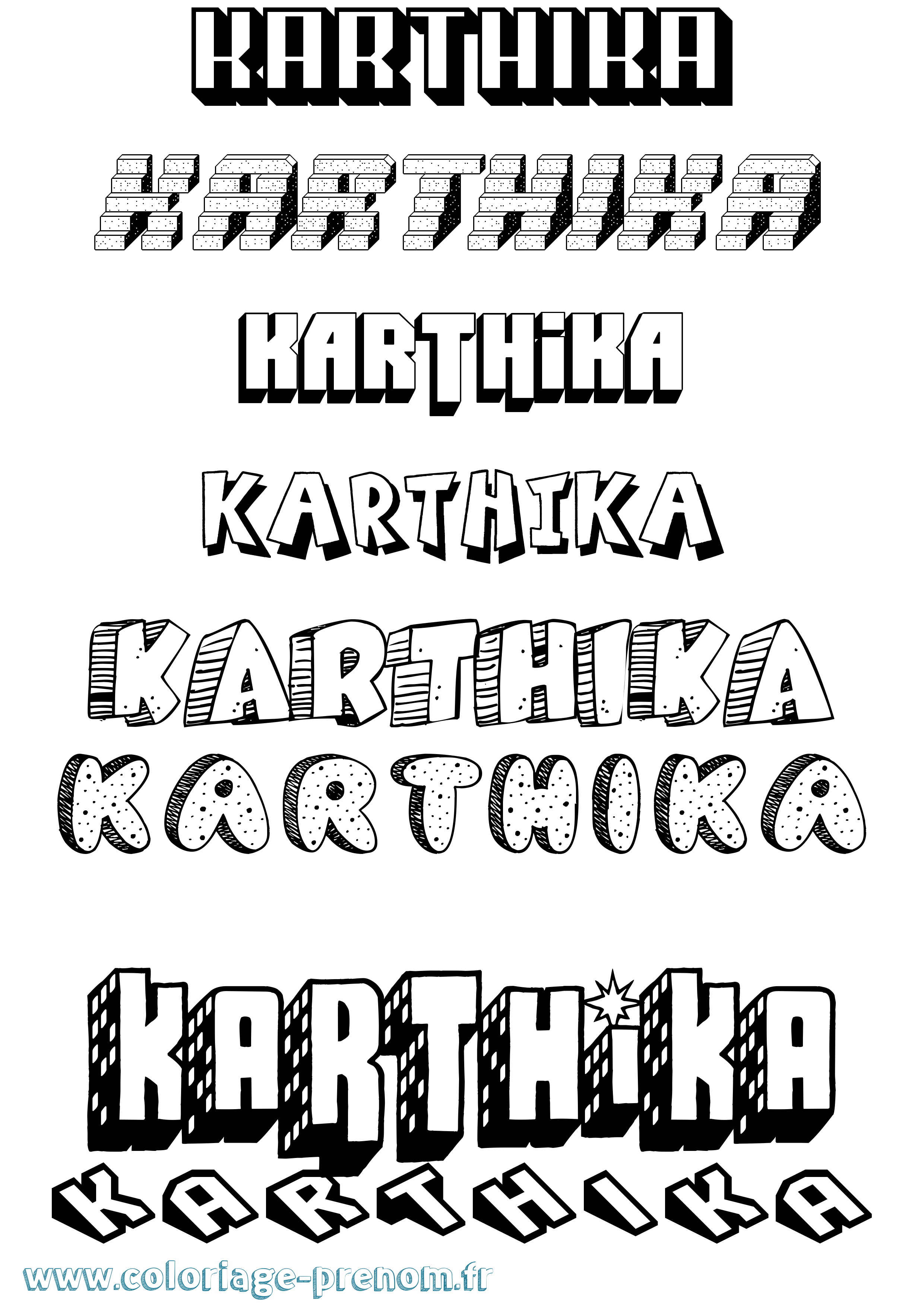 Coloriage Karthika Effet 3D Coloriage prénom Karthika Effet 3D