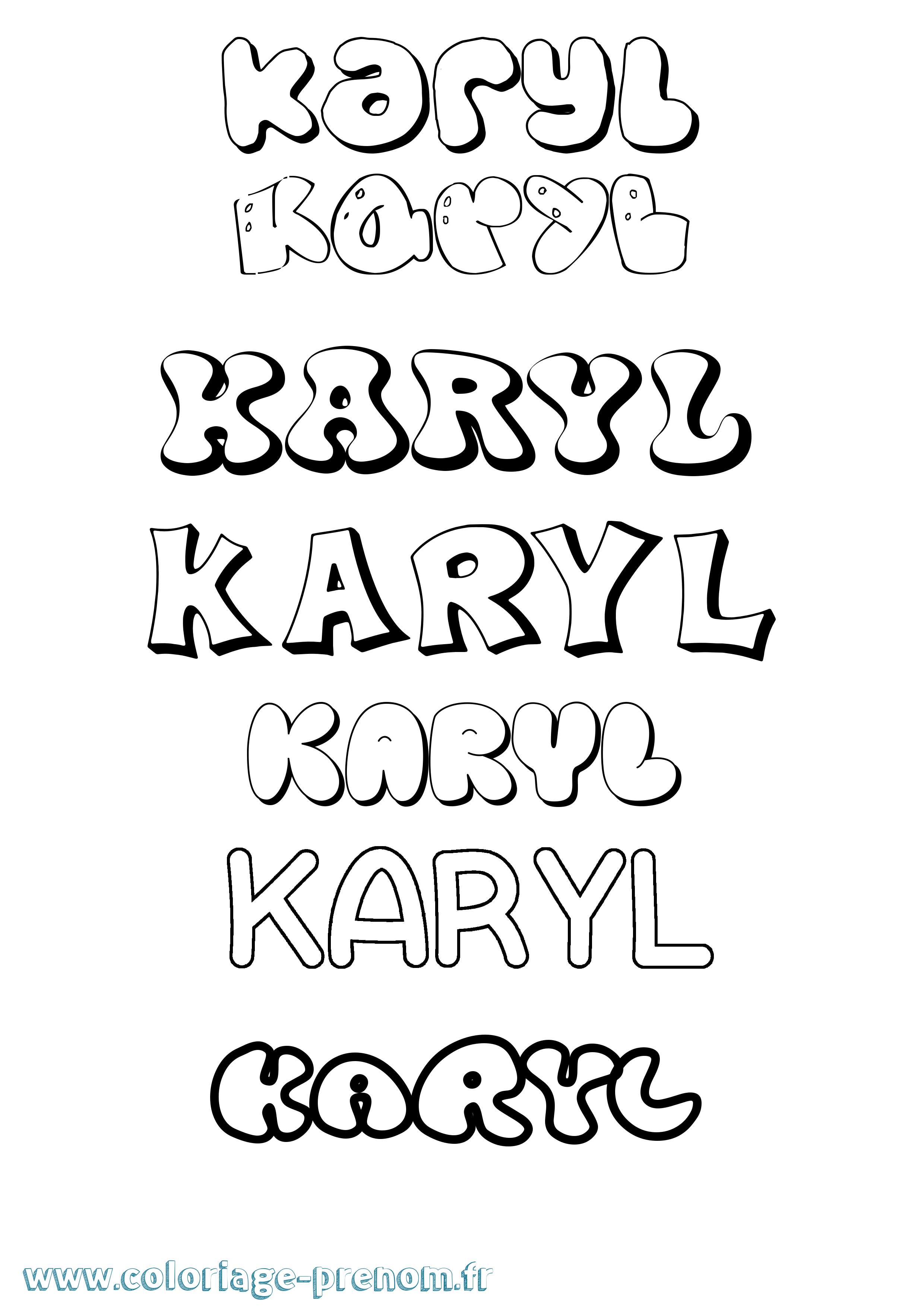 Coloriage Karyl Bubble Coloriage prénom Karyl Bubble