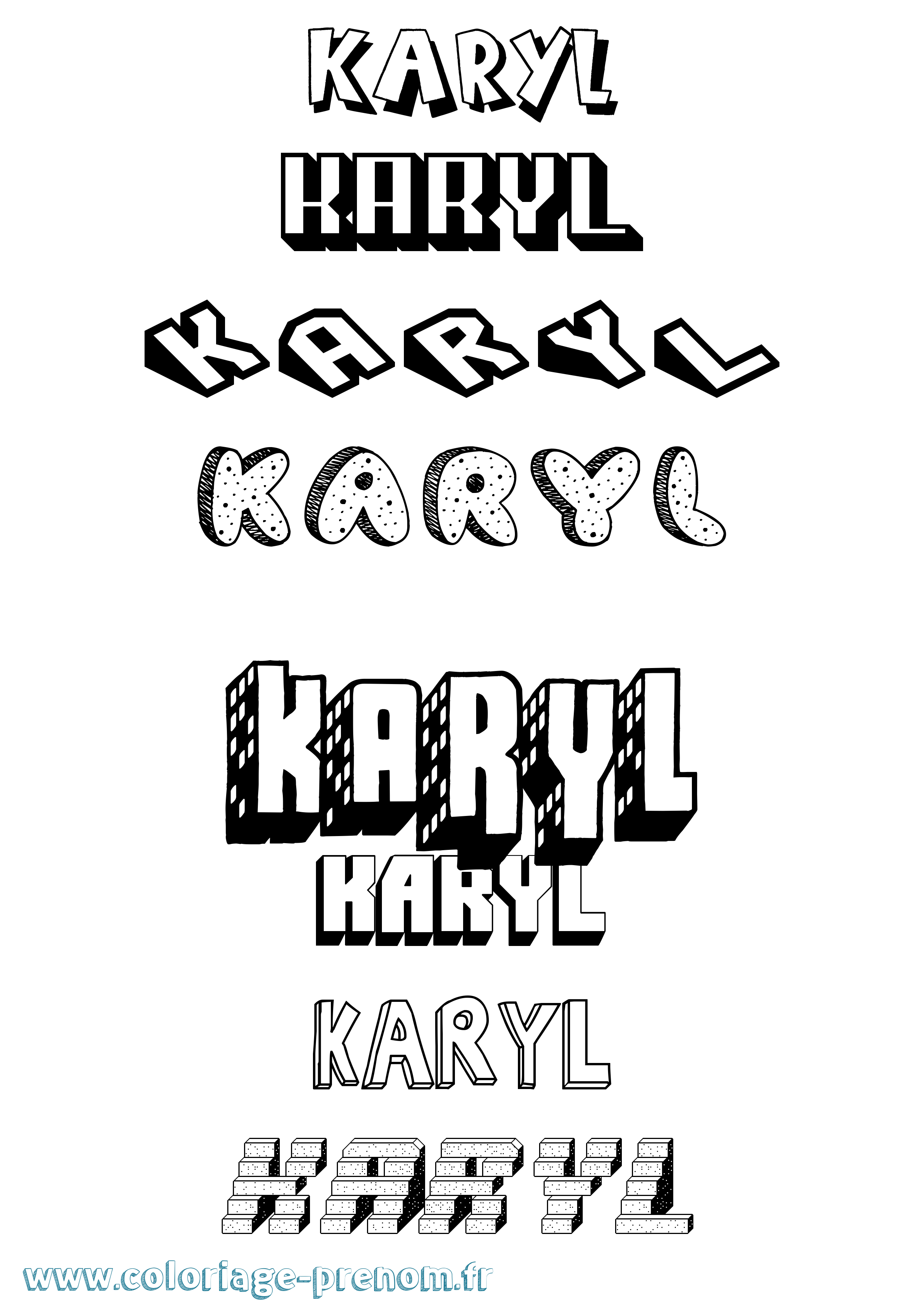 Coloriage Karyl Effet 3D Coloriage prénom Karyl Effet 3D