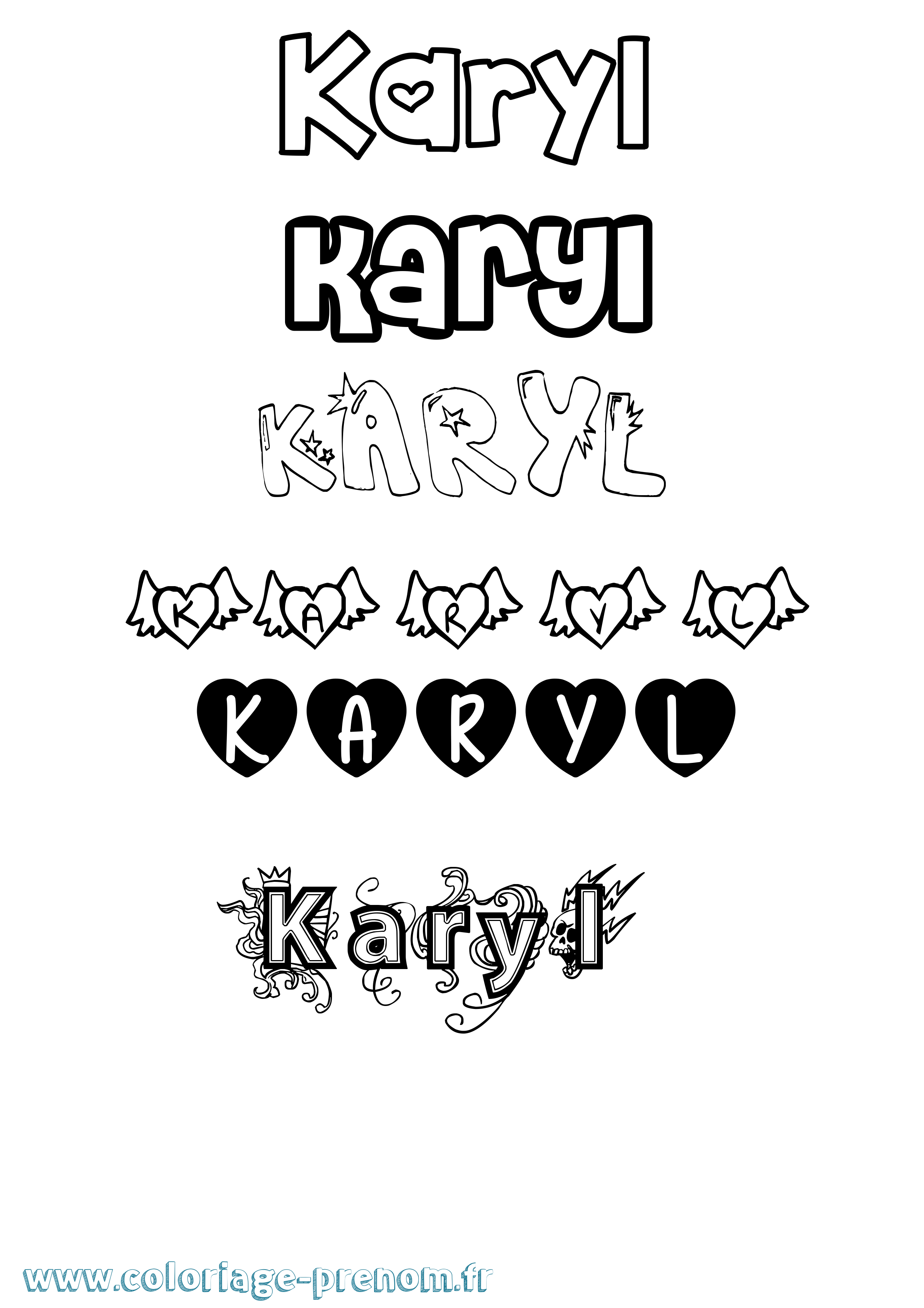 Coloriage Karyl Girly Coloriage prénom Karyl Girly