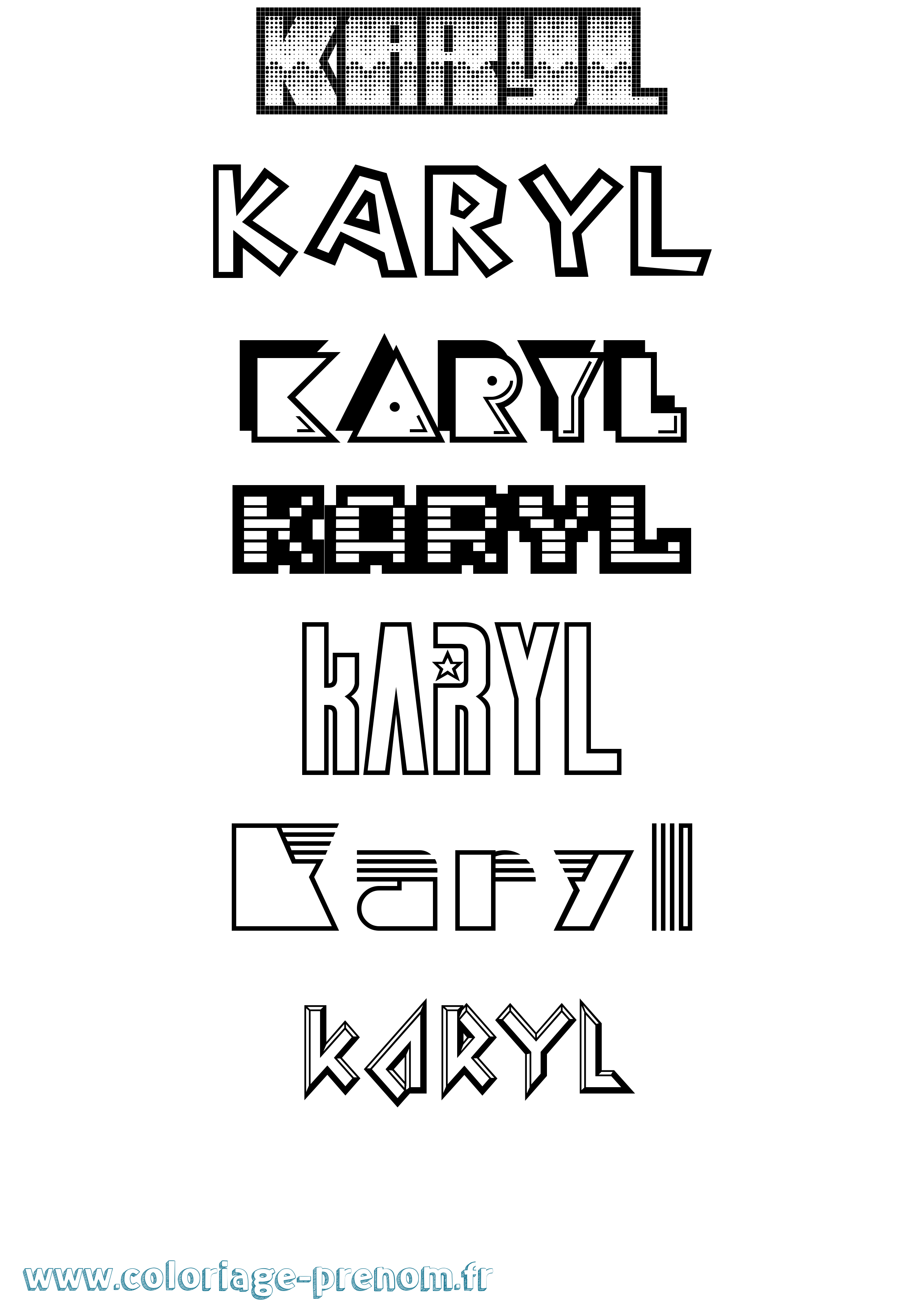 Coloriage Karyl Jeux Vidéos Coloriage prénom Karyl Jeux Vidéos