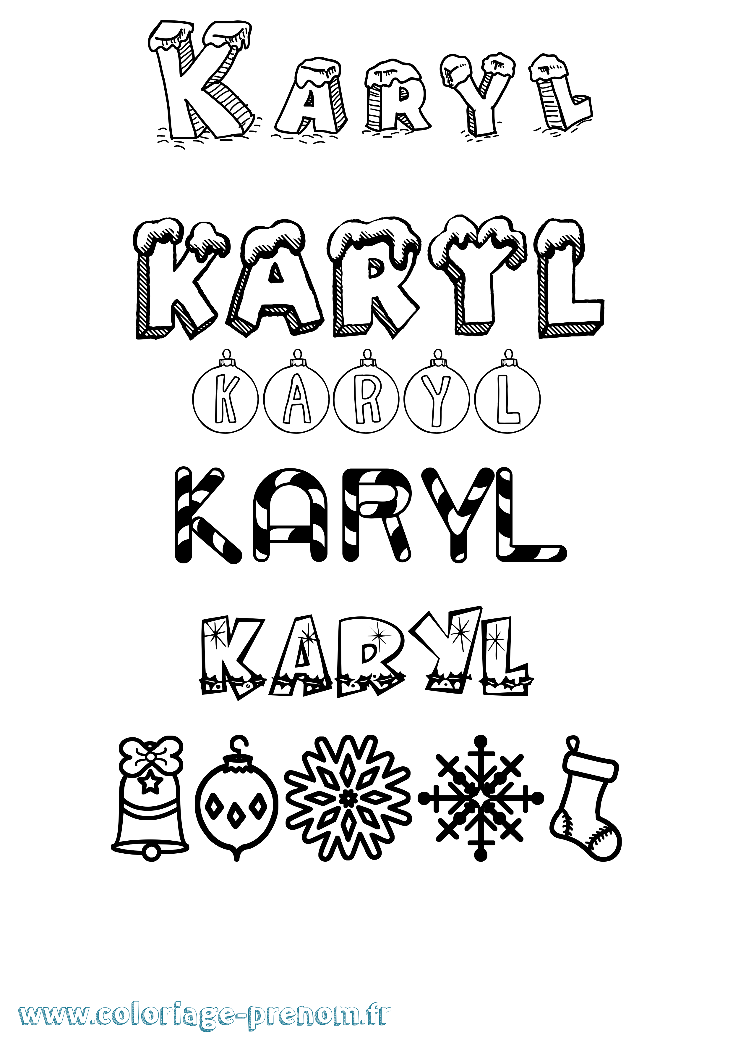 Coloriage Karyl Noël Coloriage prénom Karyl Noël