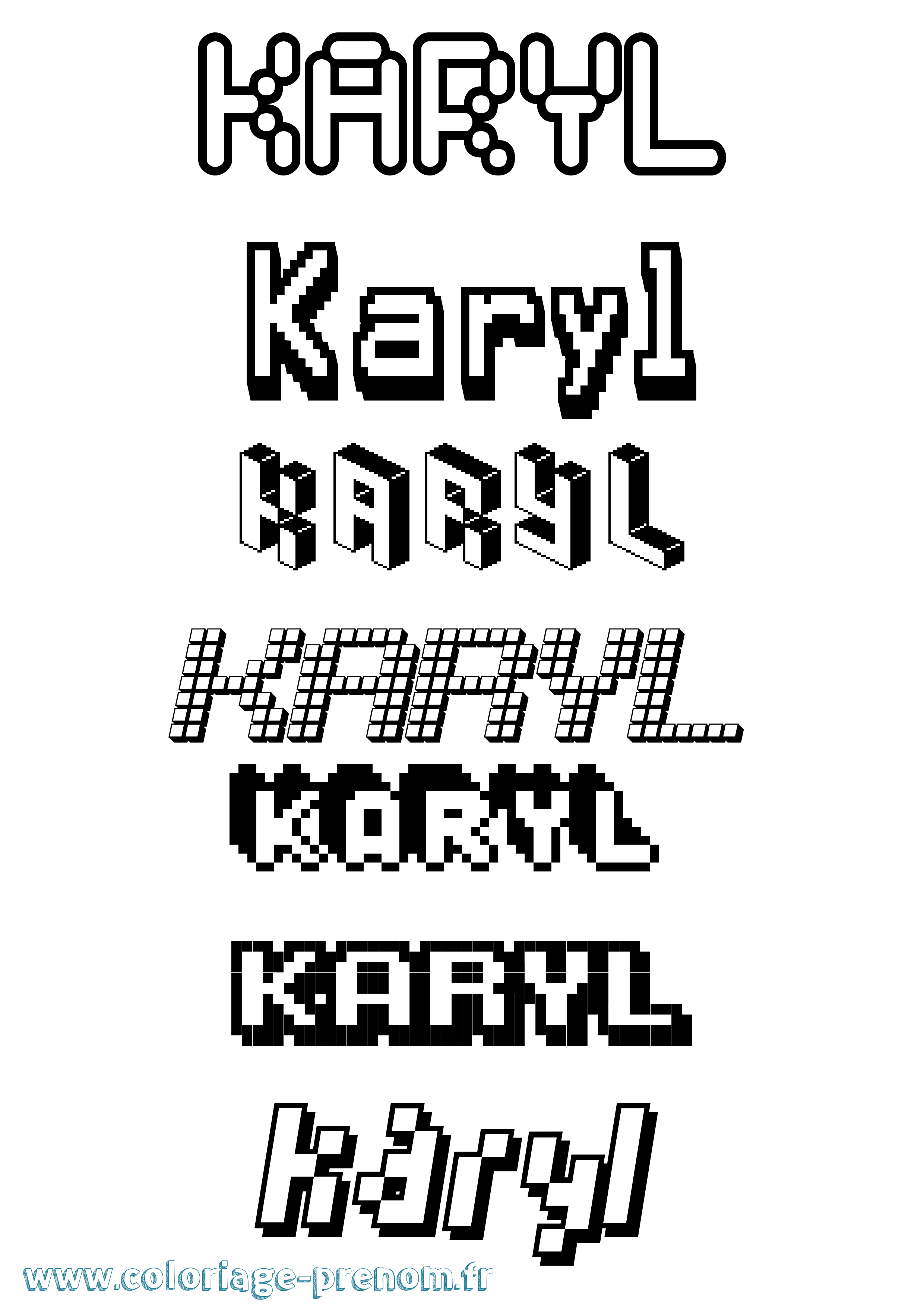 Coloriage Karyl Pixel Coloriage prénom Karyl Pixel