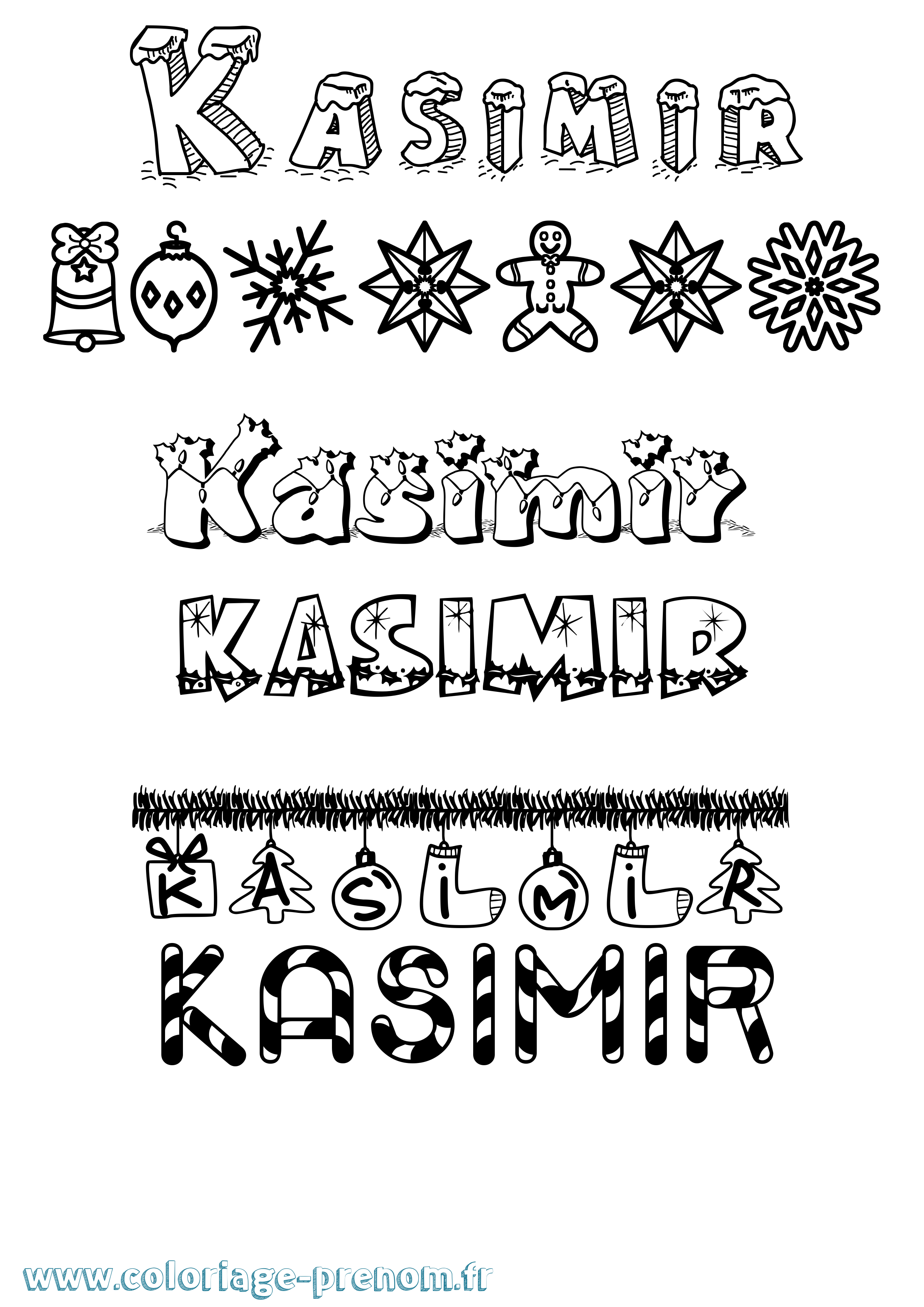 Coloriage Kasimir Noël Coloriage prénom Kasimir Noël