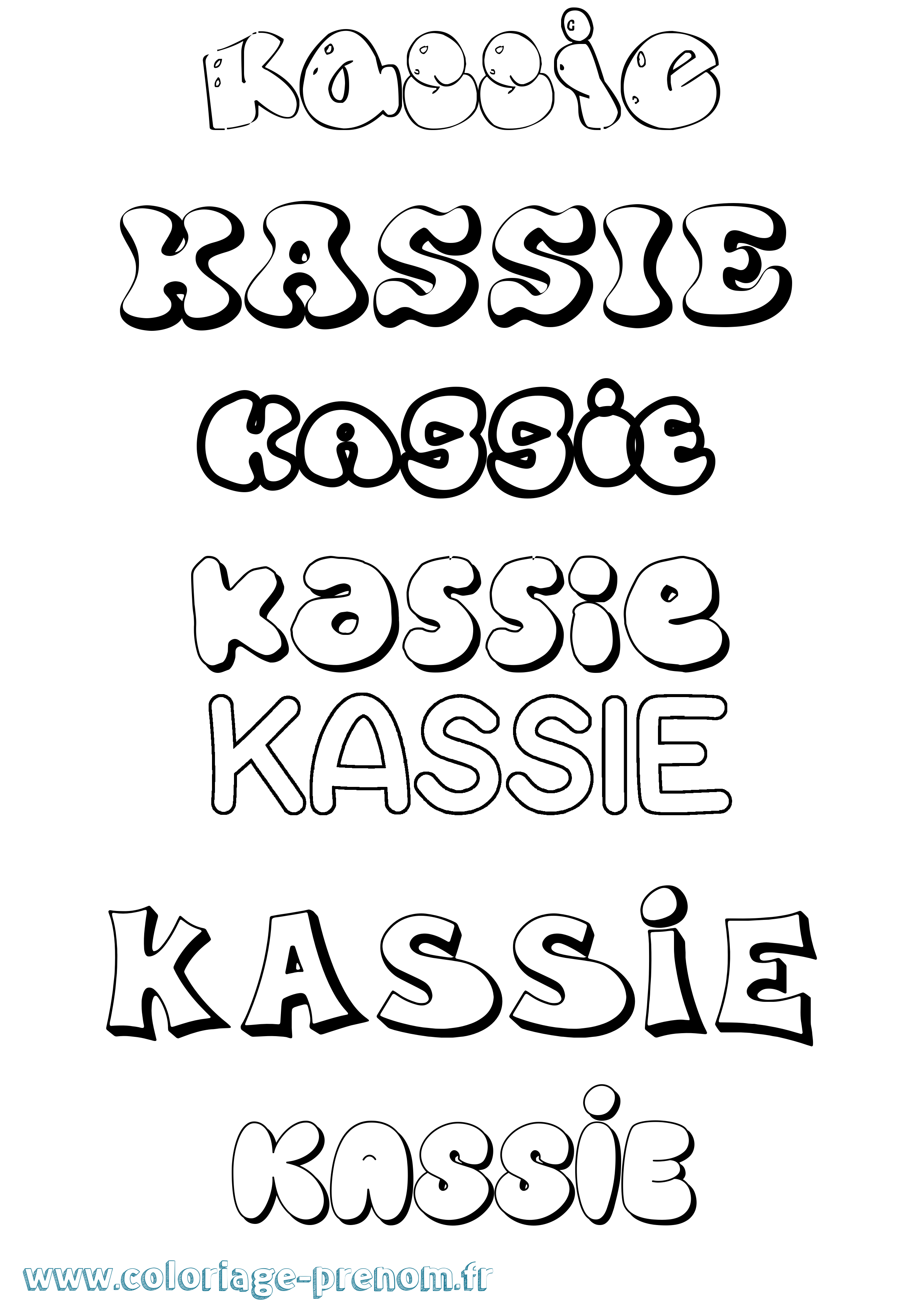 Coloriage Kassie Bubble Coloriage prénom Kassie Bubble