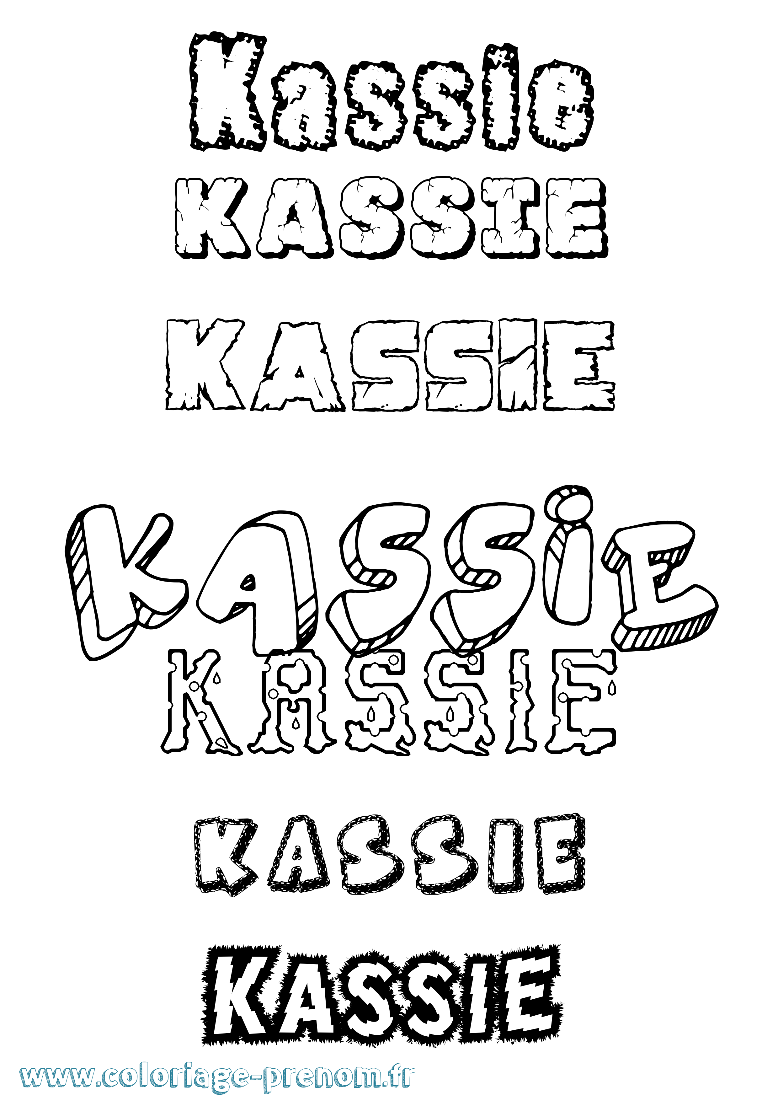 Coloriage Kassie Destructuré Coloriage prénom Kassie Destructuré