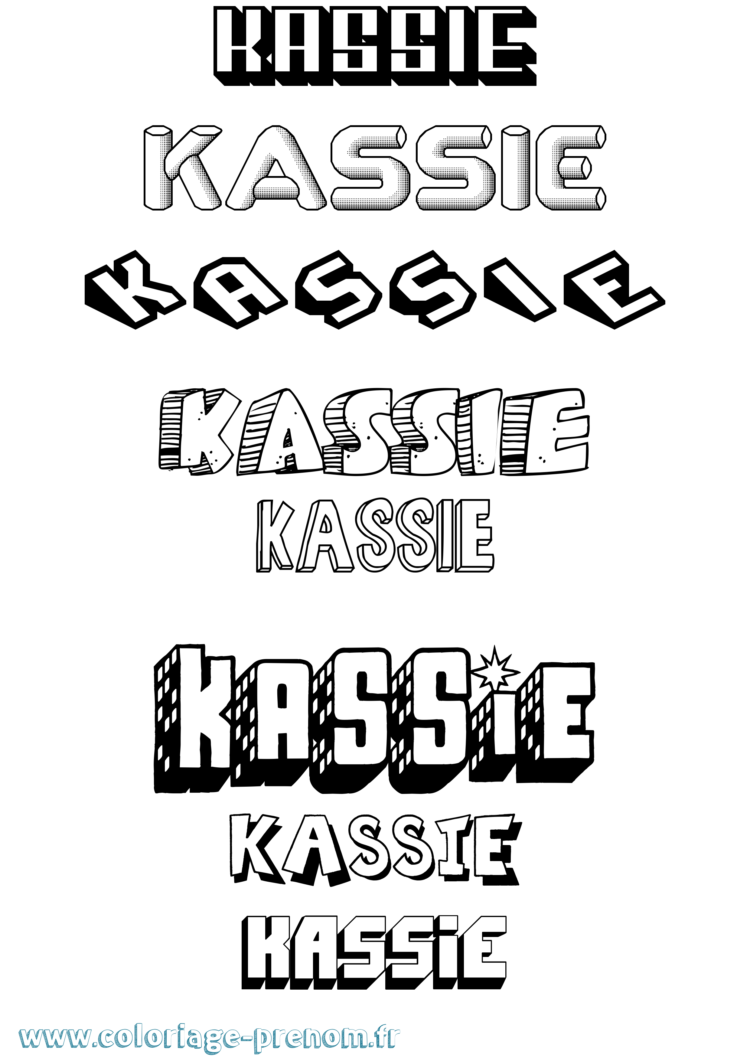 Coloriage Kassie Effet 3D Coloriage prénom Kassie Effet 3D