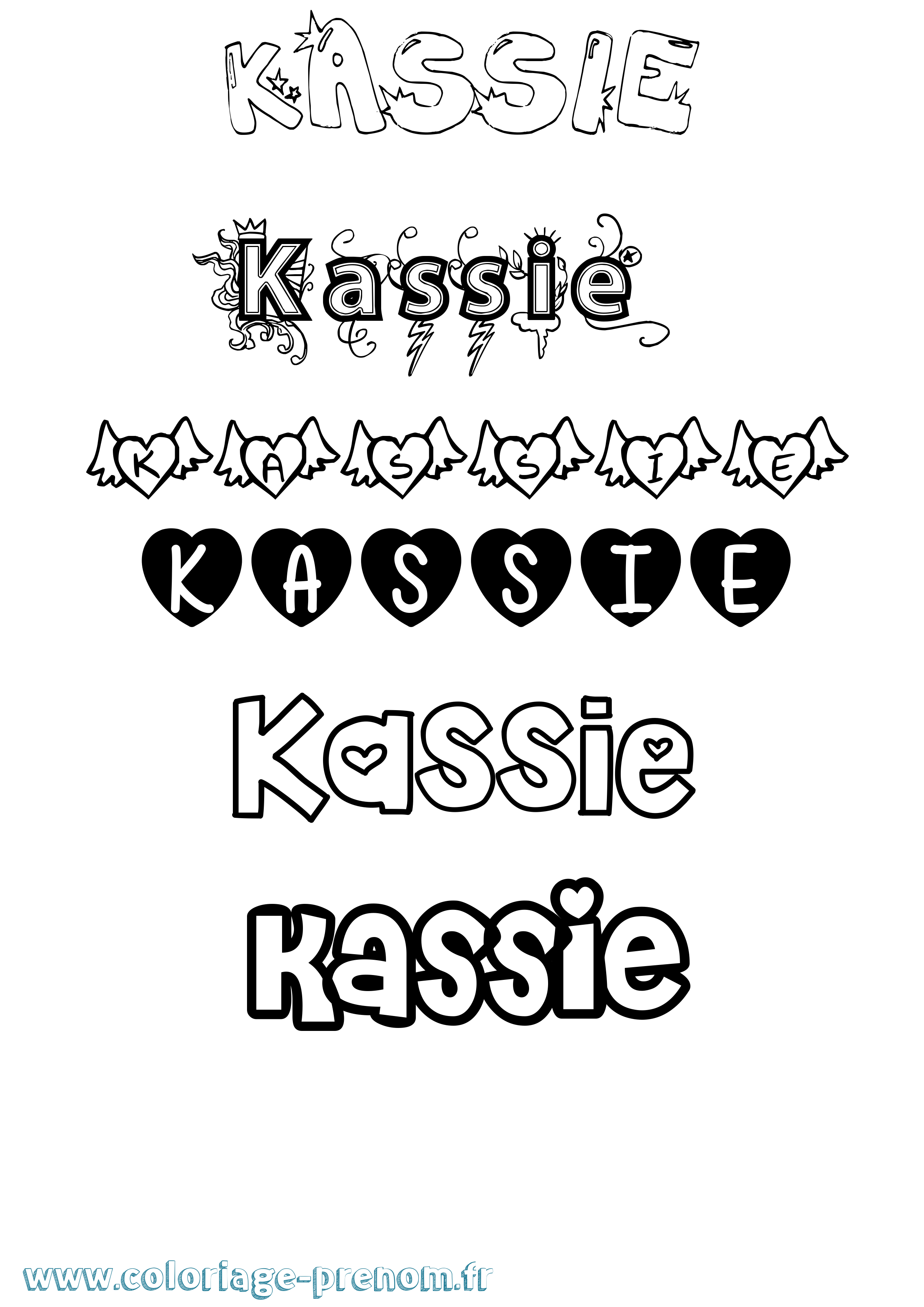 Coloriage Kassie Girly Coloriage prénom Kassie Girly