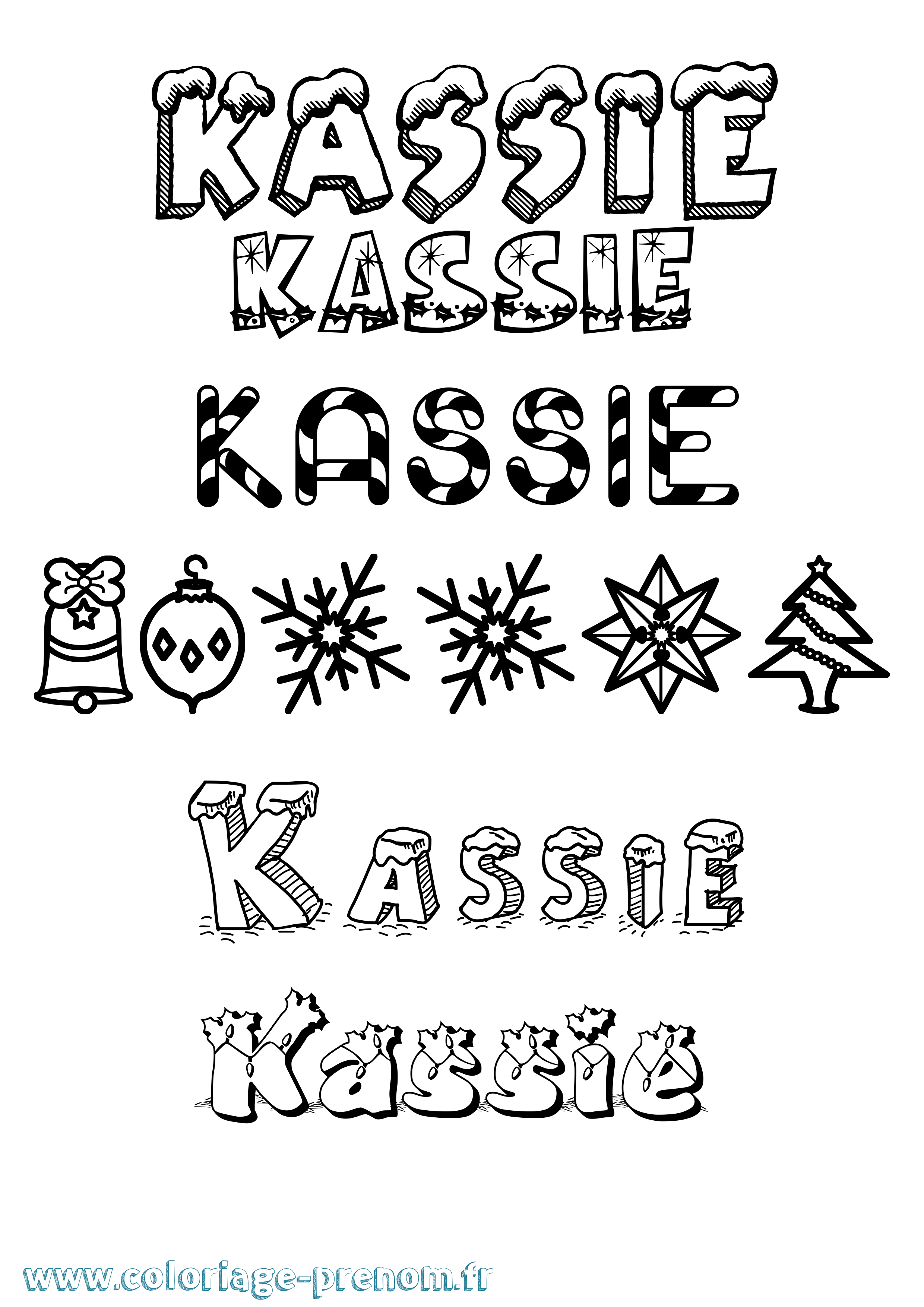 Coloriage Kassie Noël Coloriage prénom Kassie Noël