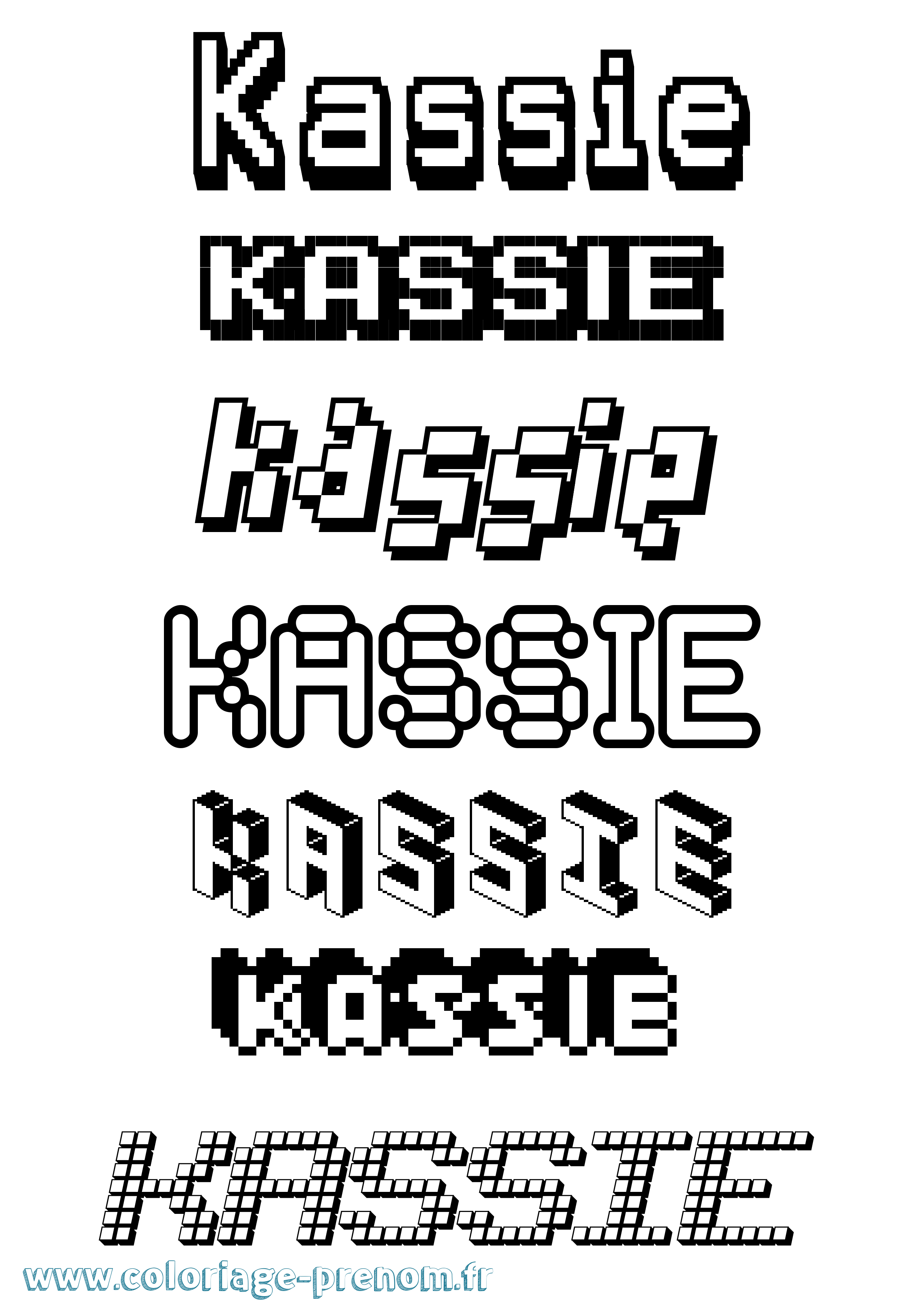 Coloriage Kassie Pixel Coloriage prénom Kassie Pixel