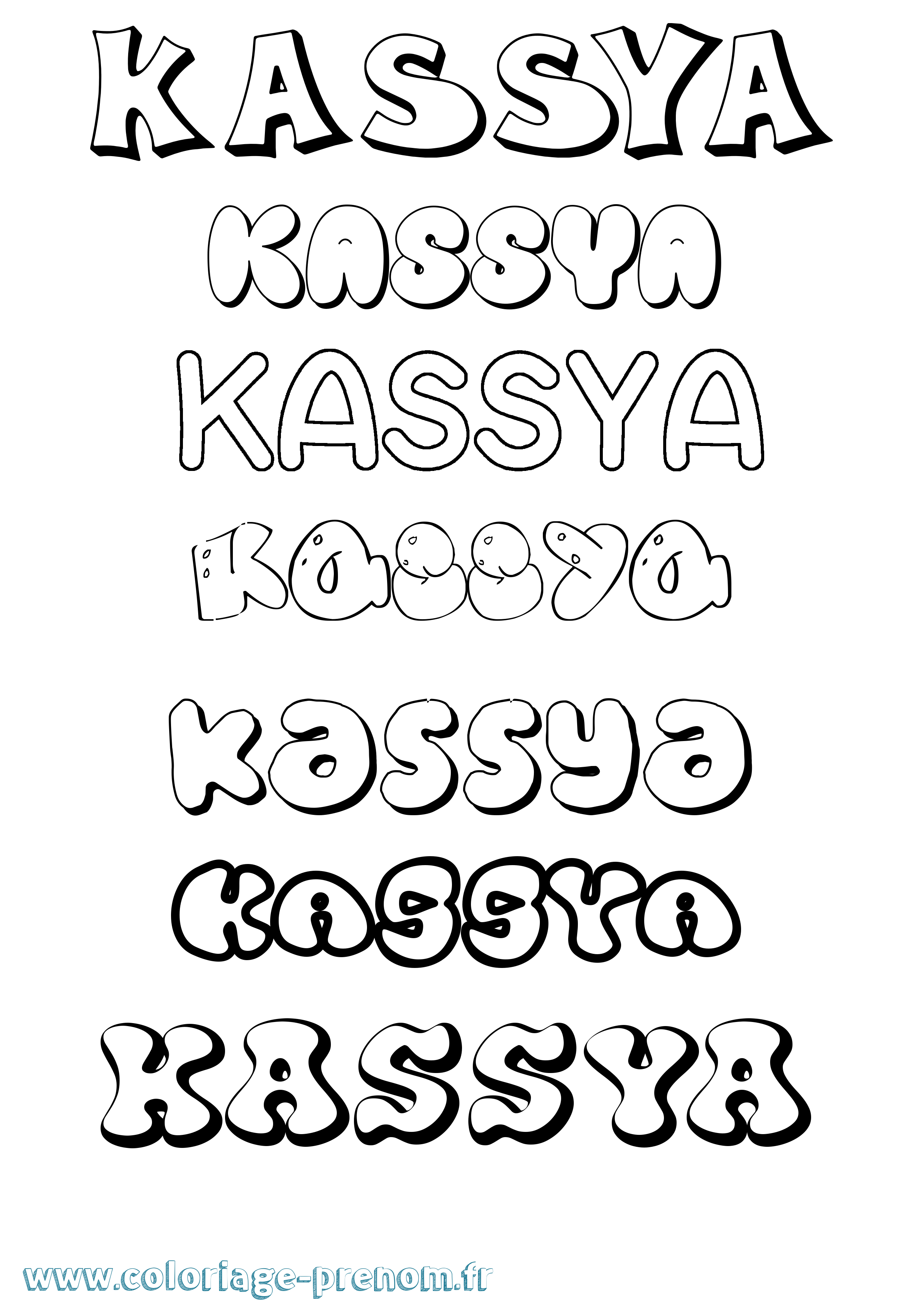 Coloriage Kassya Bubble Coloriage prénom Kassya Bubble