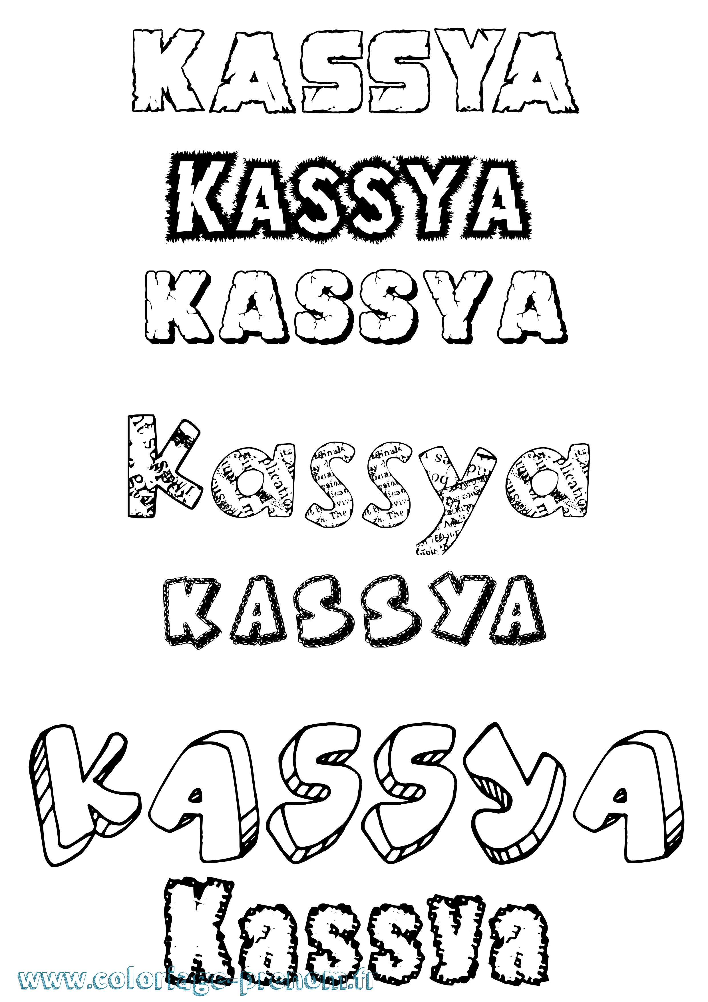 Coloriage Kassya Destructuré Coloriage prénom Kassya Destructuré