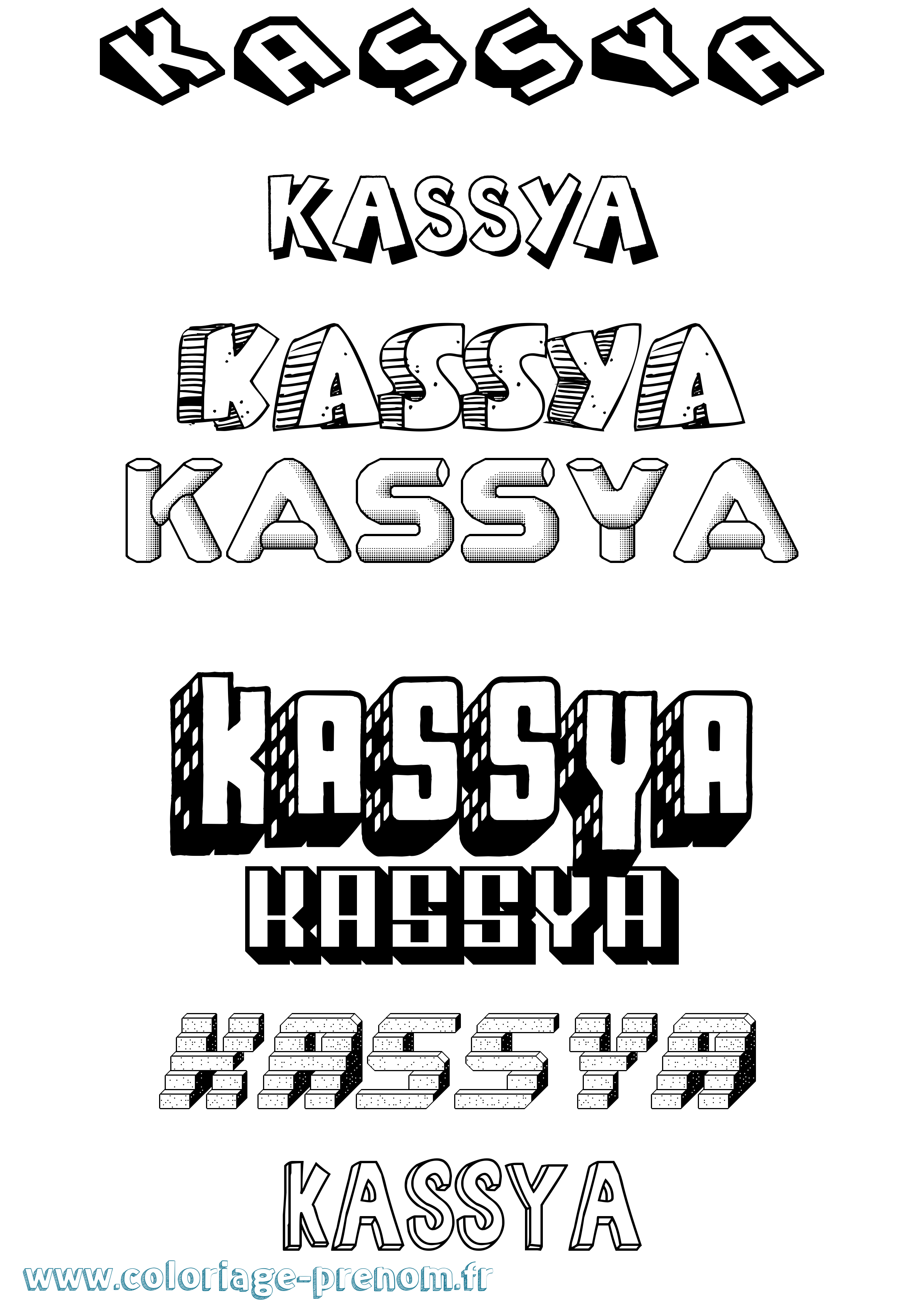 Coloriage Kassya Effet 3D Coloriage prénom Kassya Effet 3D