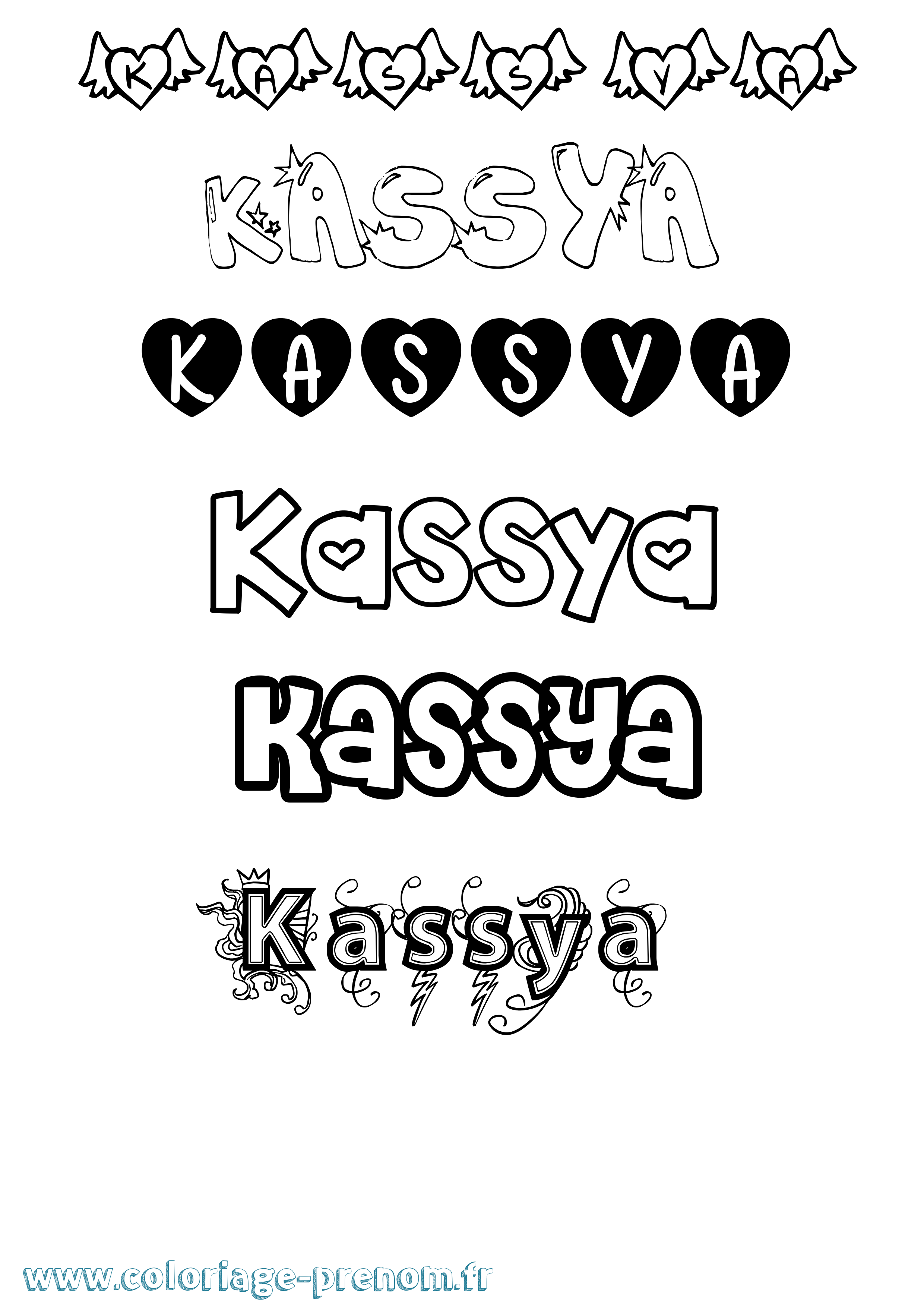 Coloriage Kassya Girly Coloriage prénom Kassya Girly