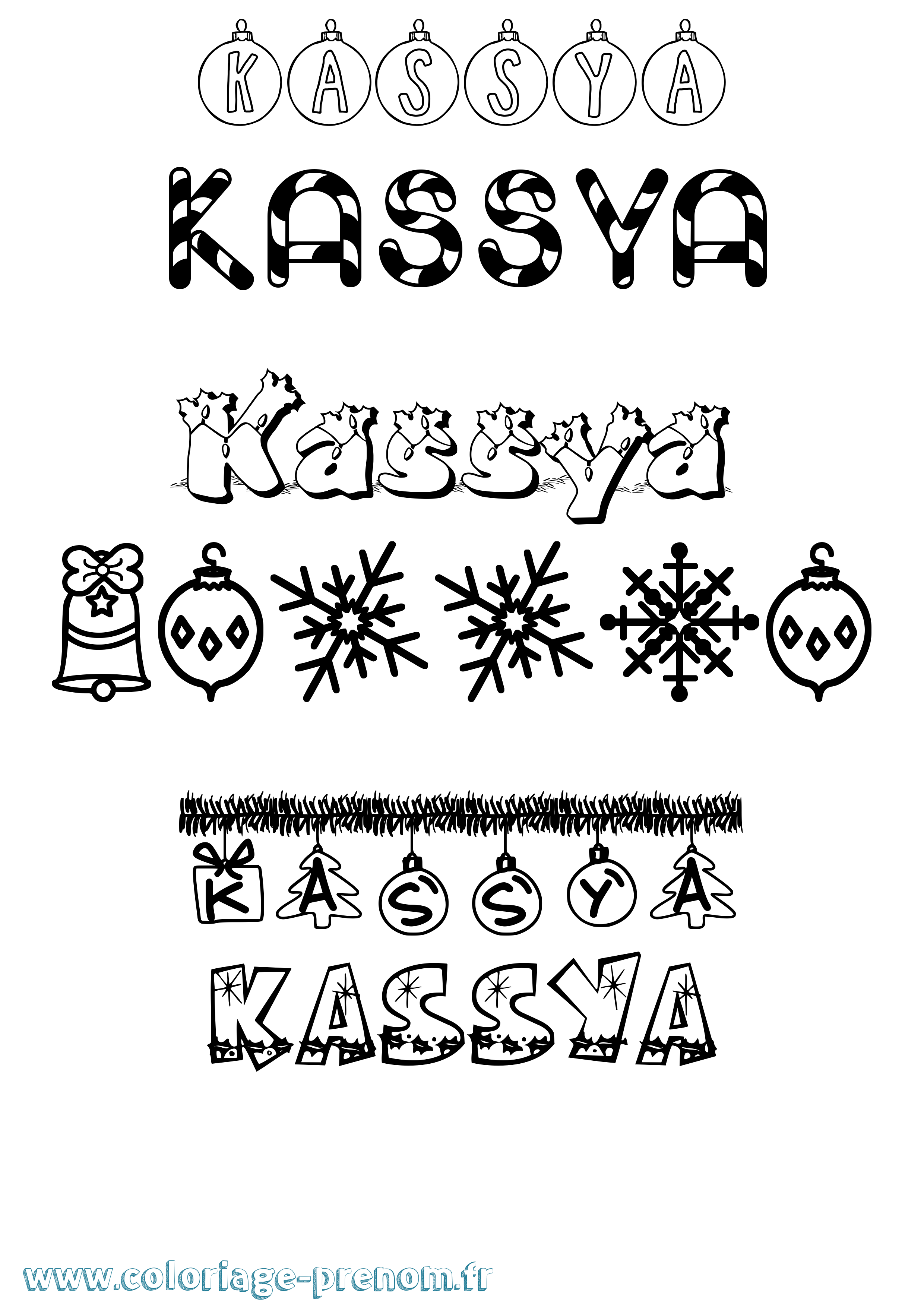 Coloriage Kassya Noël Coloriage prénom Kassya Noël
