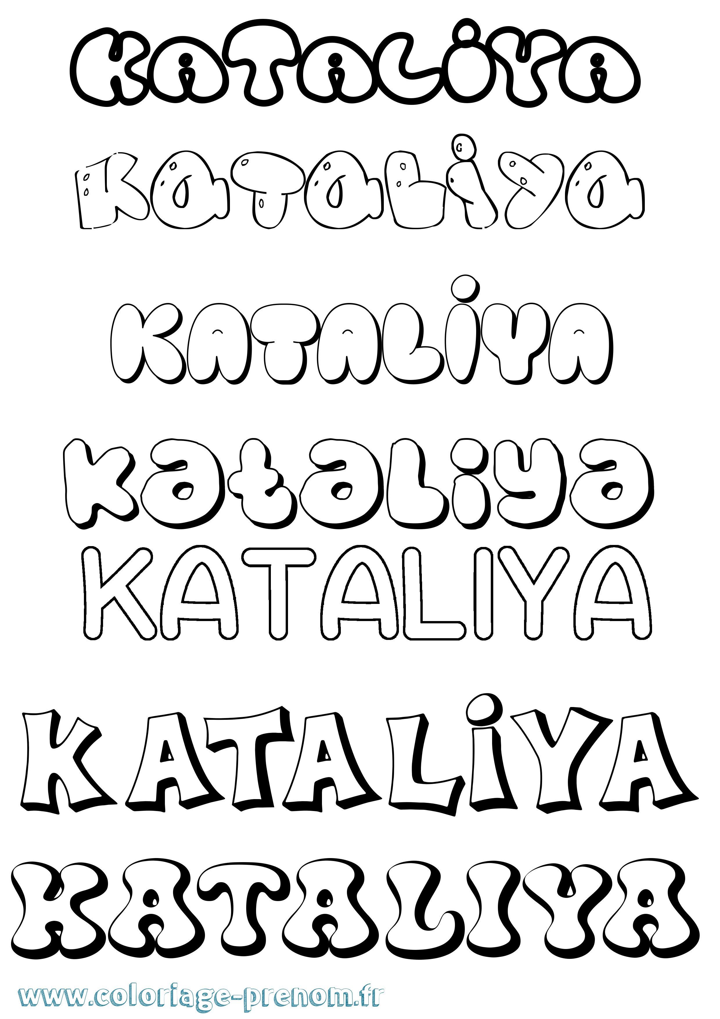 Coloriage Kataliya Bubble Coloriage prénom Kataliya Bubble