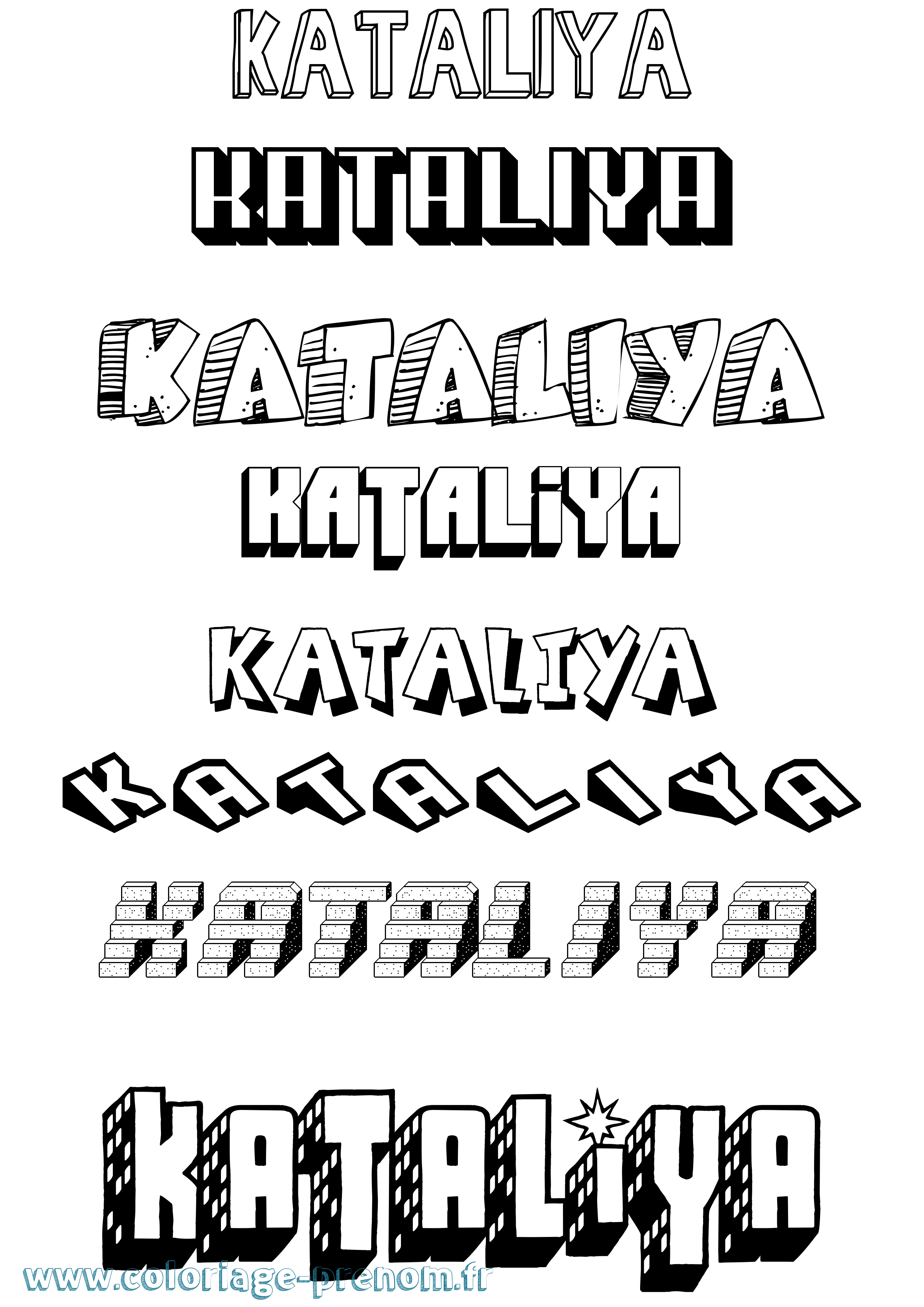 Coloriage Kataliya Effet 3D Coloriage prénom Kataliya Effet 3D