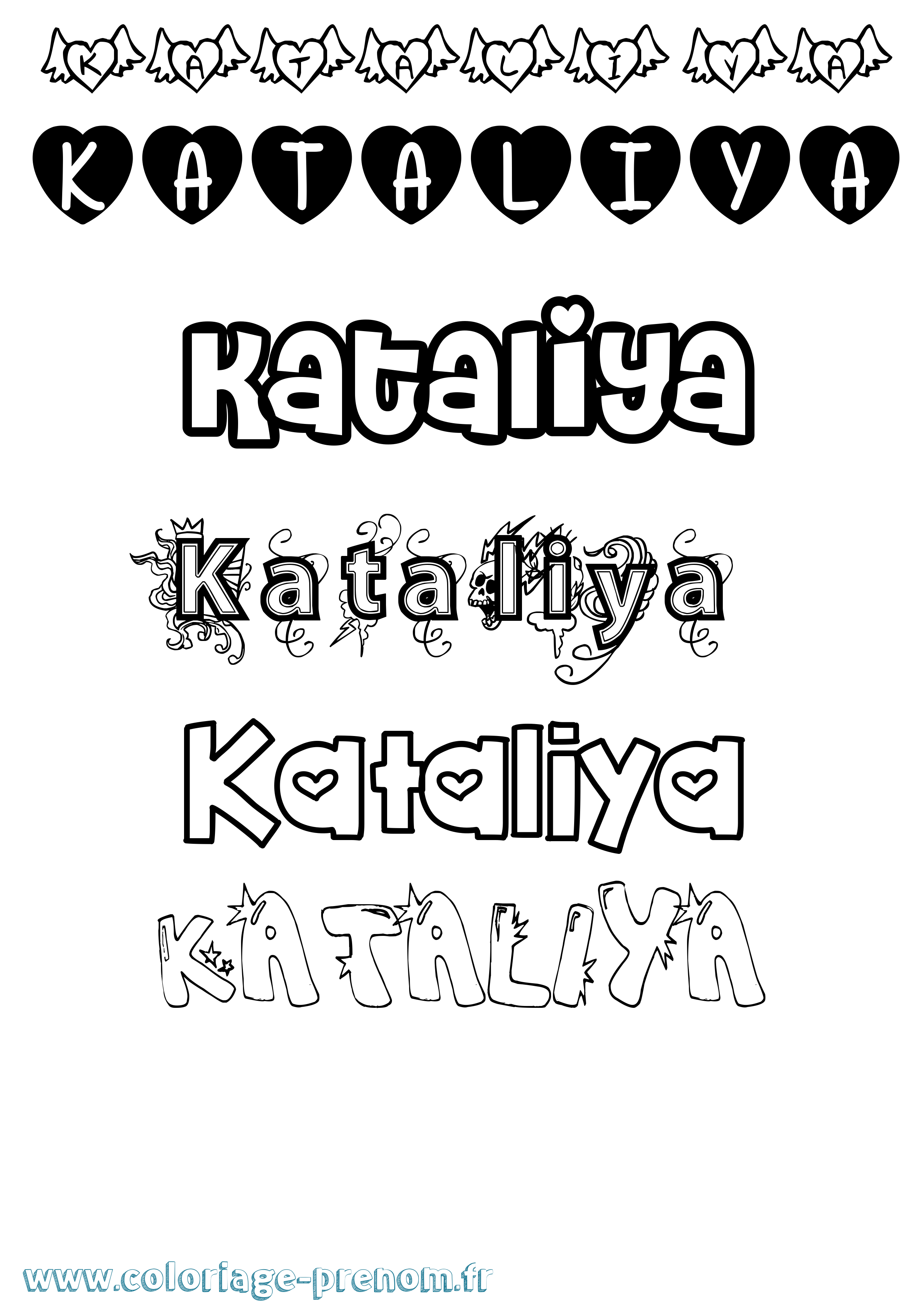 Coloriage Kataliya Girly Coloriage prénom Kataliya Girly