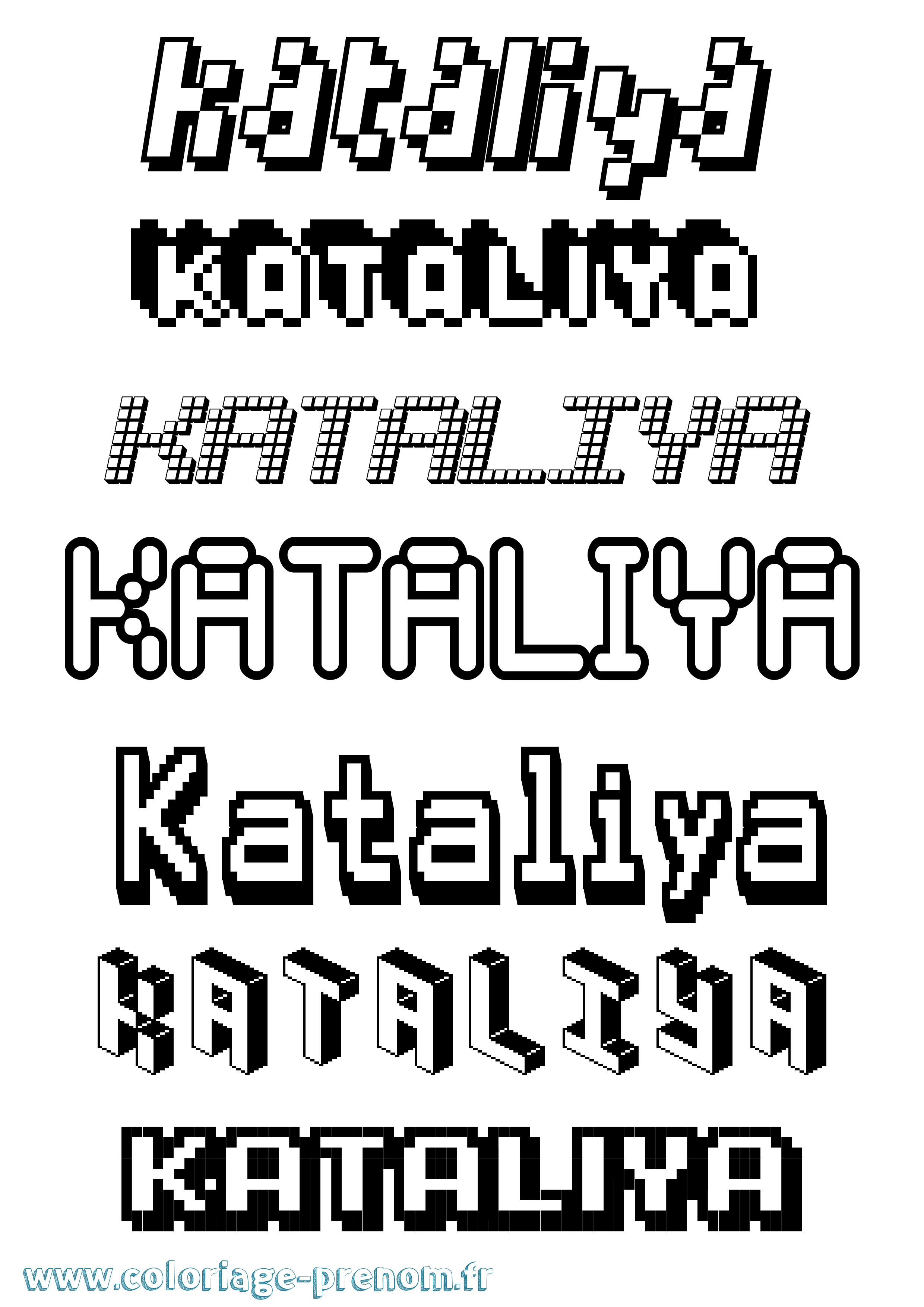 Coloriage Kataliya Pixel Coloriage prénom Kataliya Pixel