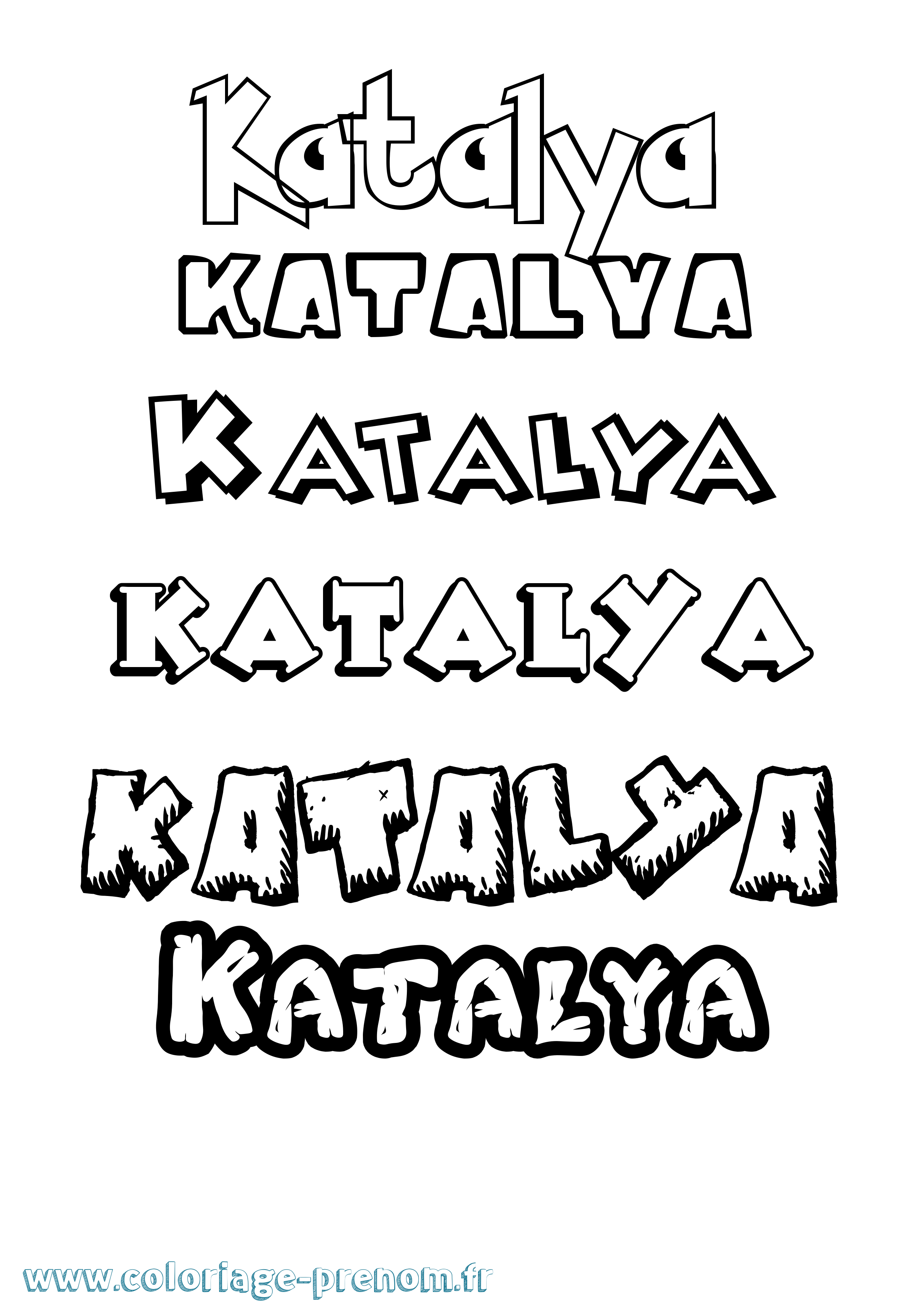 Coloriage Katalya Dessin Animé Coloriage prénom Katalya Dessin Animé