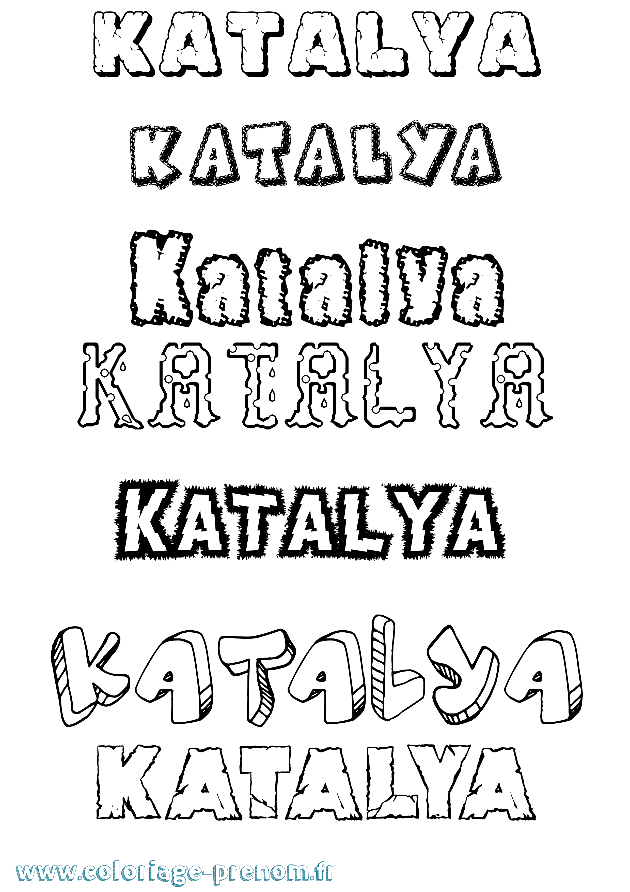Coloriage Katalya Destructuré Coloriage prénom Katalya Destructuré