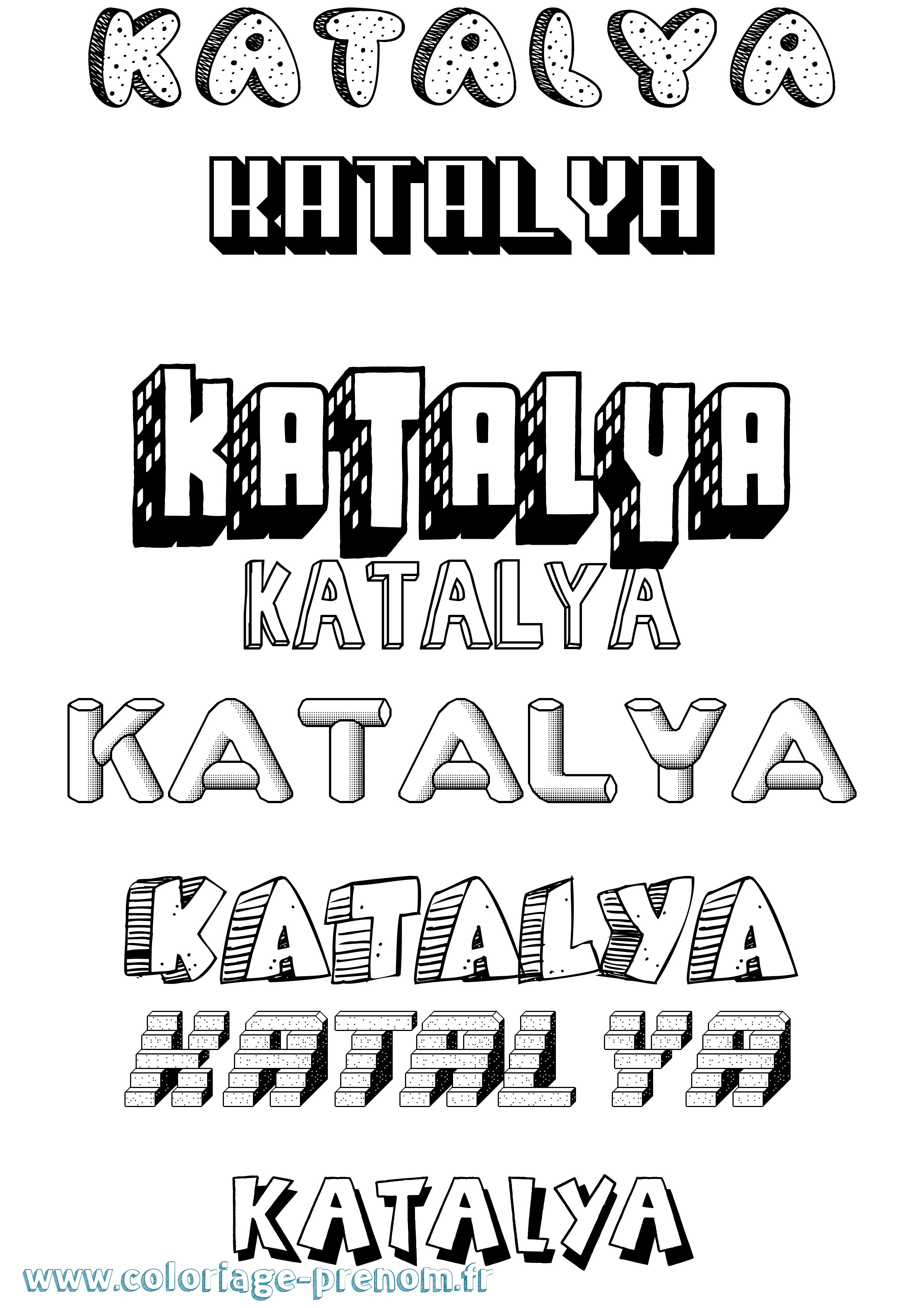 Coloriage Katalya Effet 3D Coloriage prénom Katalya Effet 3D
