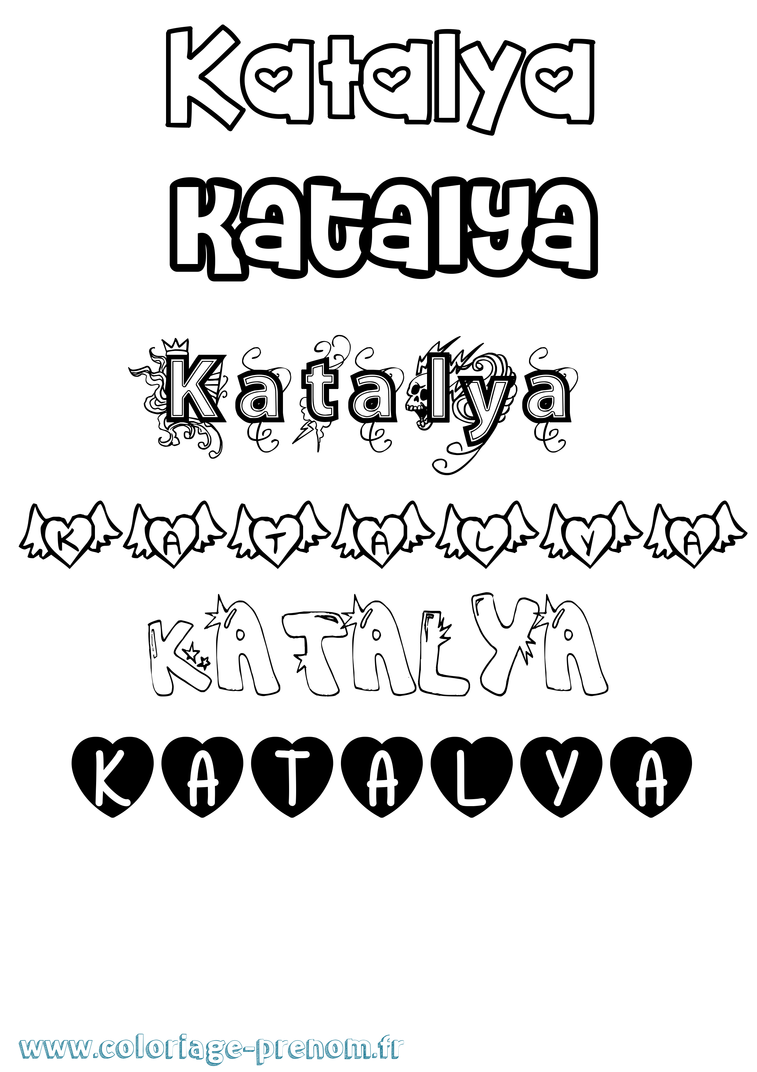 Coloriage Katalya Girly Coloriage prénom Katalya Girly