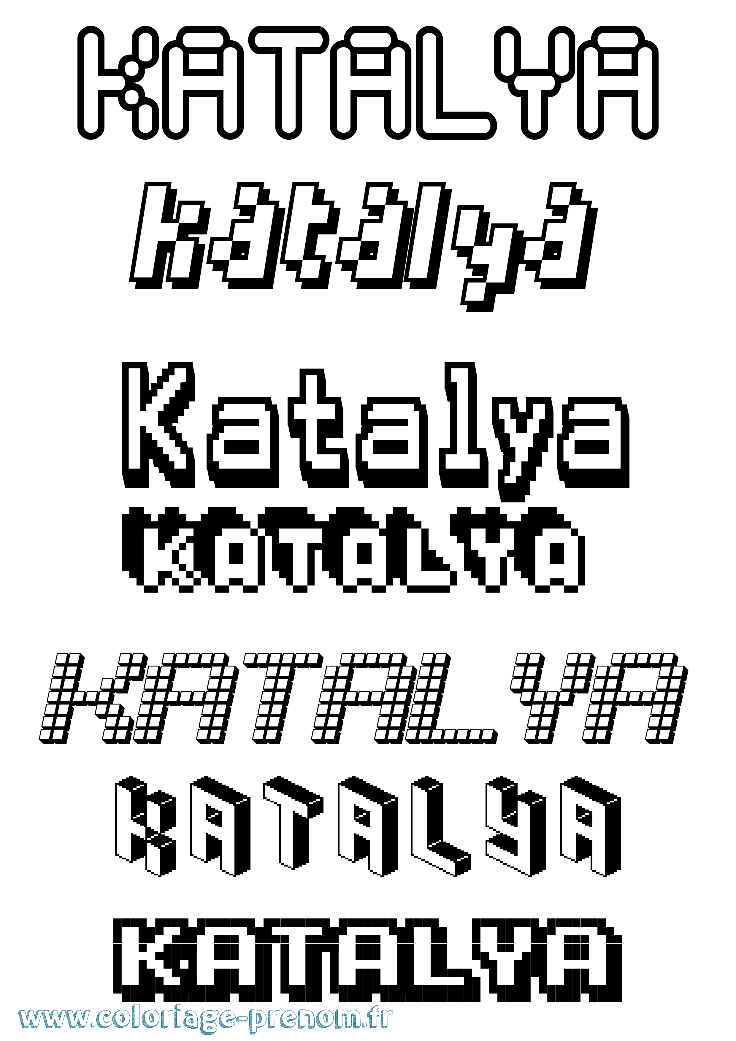 Coloriage Katalya Pixel Coloriage prénom Katalya Pixel