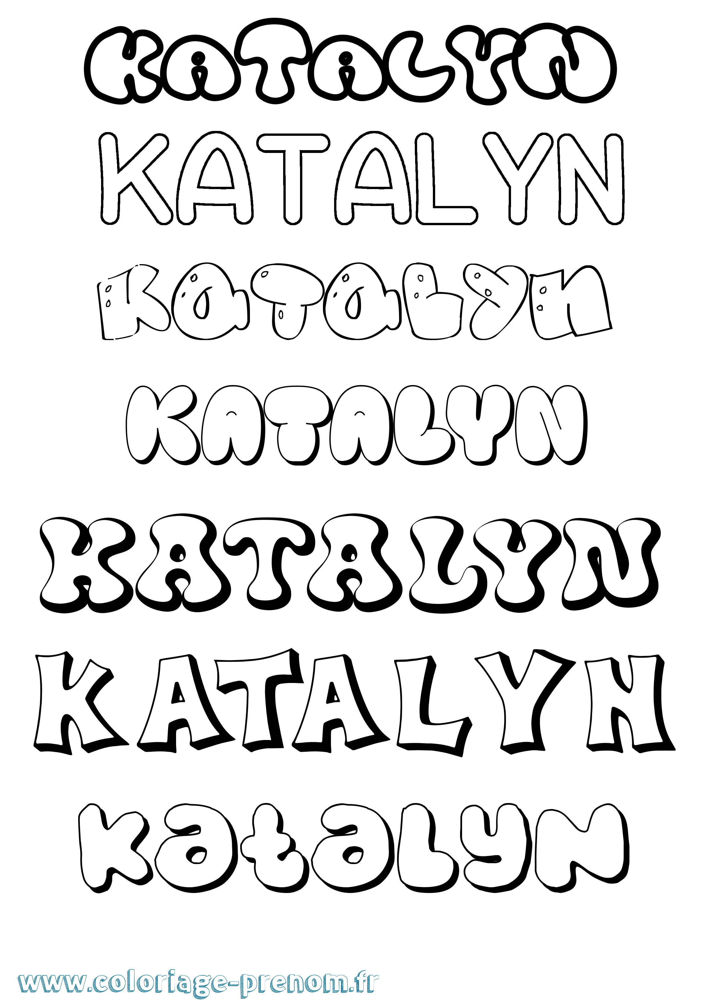 Coloriage Katalyn Bubble Coloriage prénom Katalyn Bubble