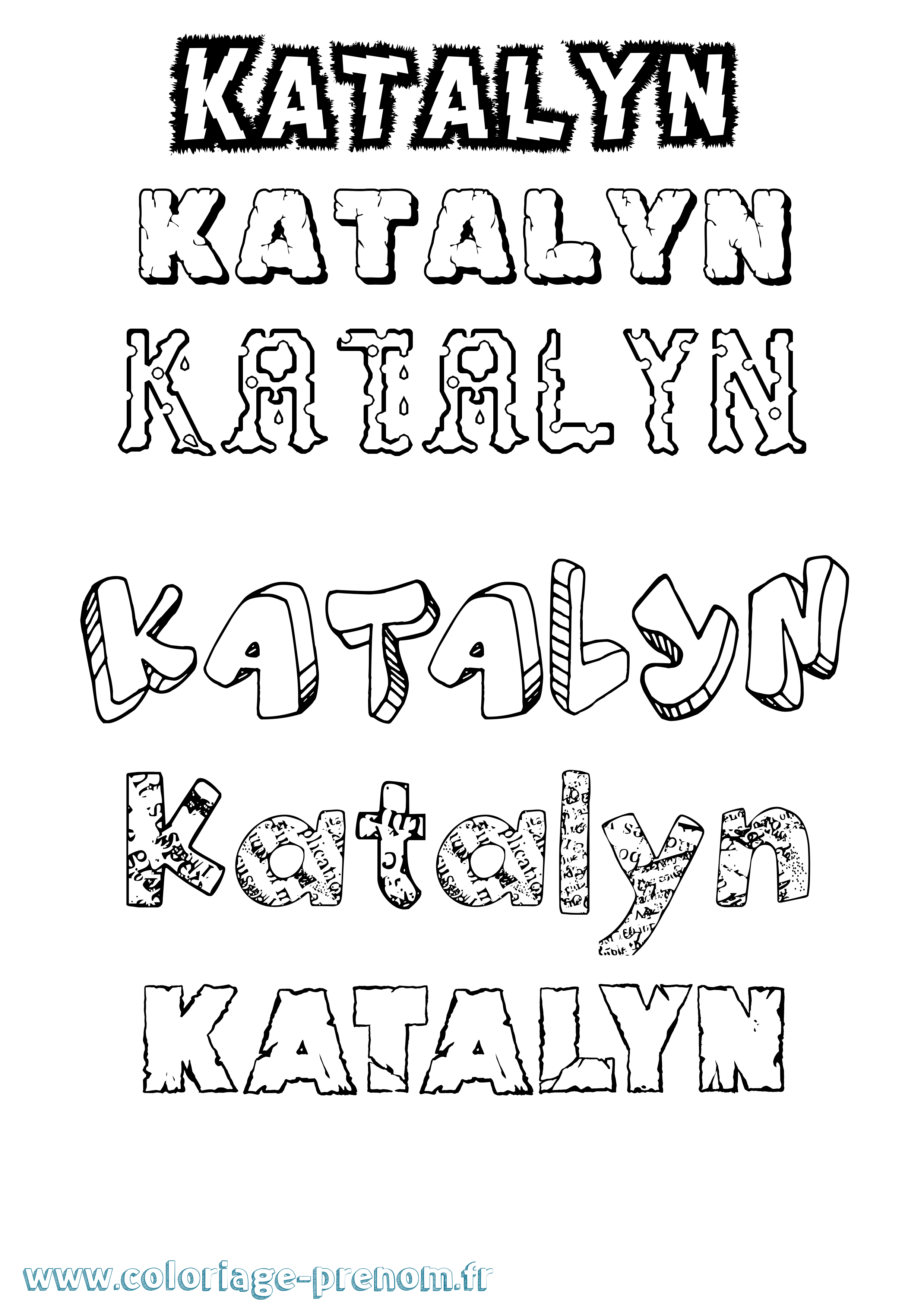 Coloriage Katalyn Destructuré Coloriage prénom Katalyn Destructuré