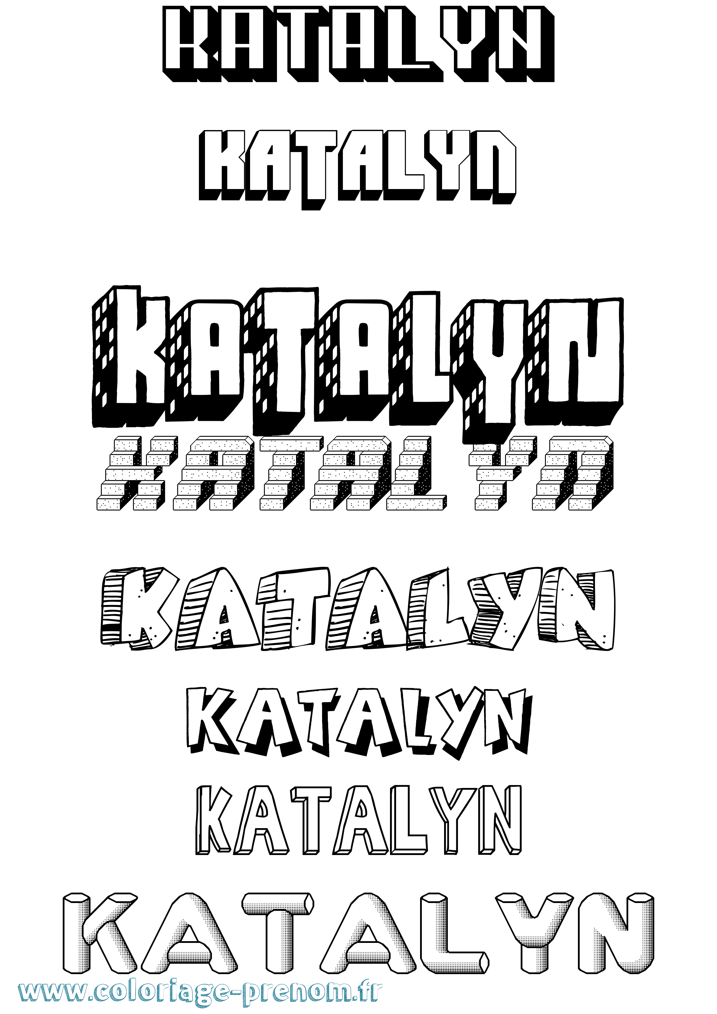 Coloriage Katalyn Effet 3D Coloriage prénom Katalyn Effet 3D