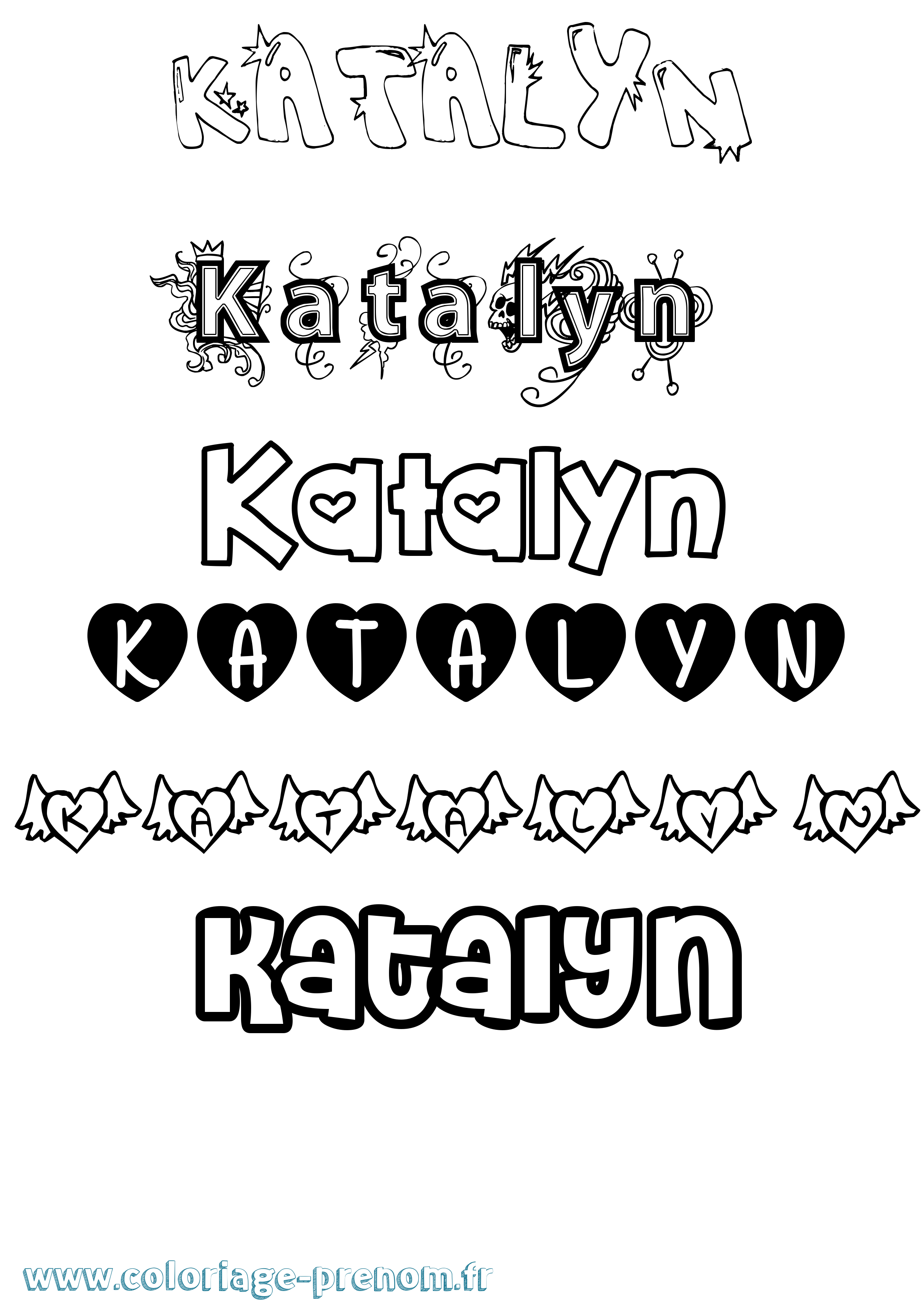 Coloriage Katalyn Girly Coloriage prénom Katalyn Girly