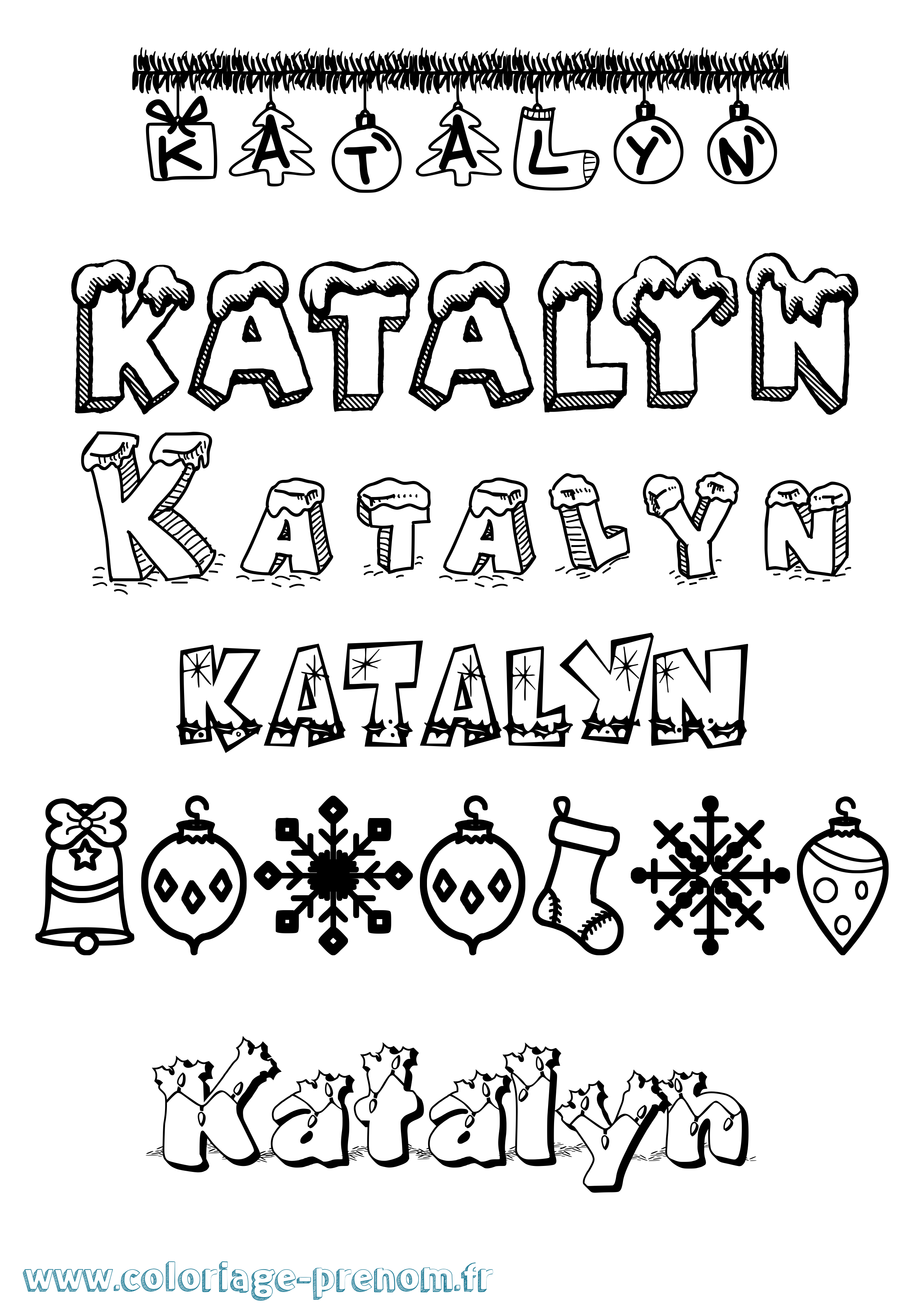 Coloriage Katalyn Noël Coloriage prénom Katalyn Noël