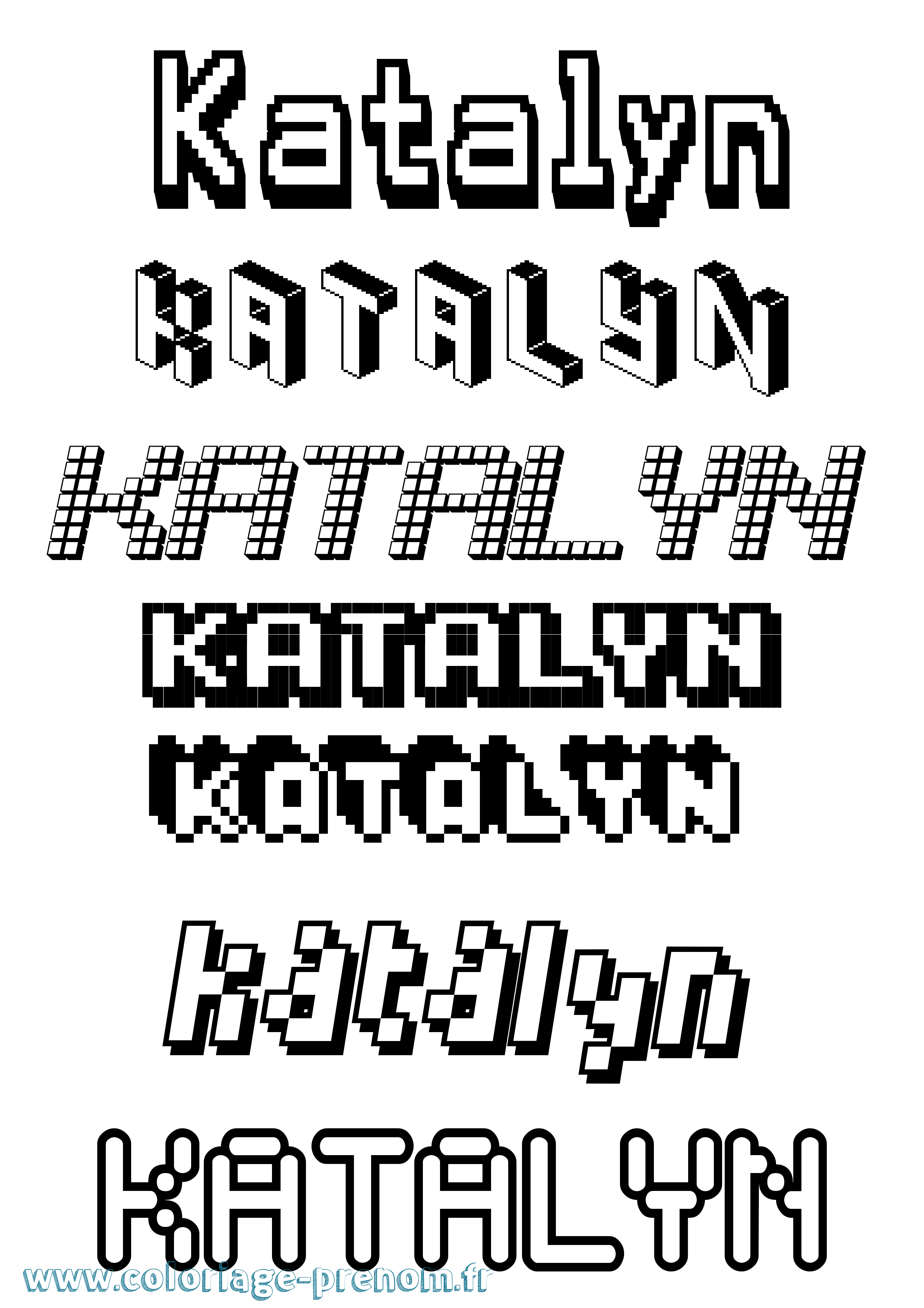 Coloriage Katalyn Pixel Coloriage prénom Katalyn Pixel