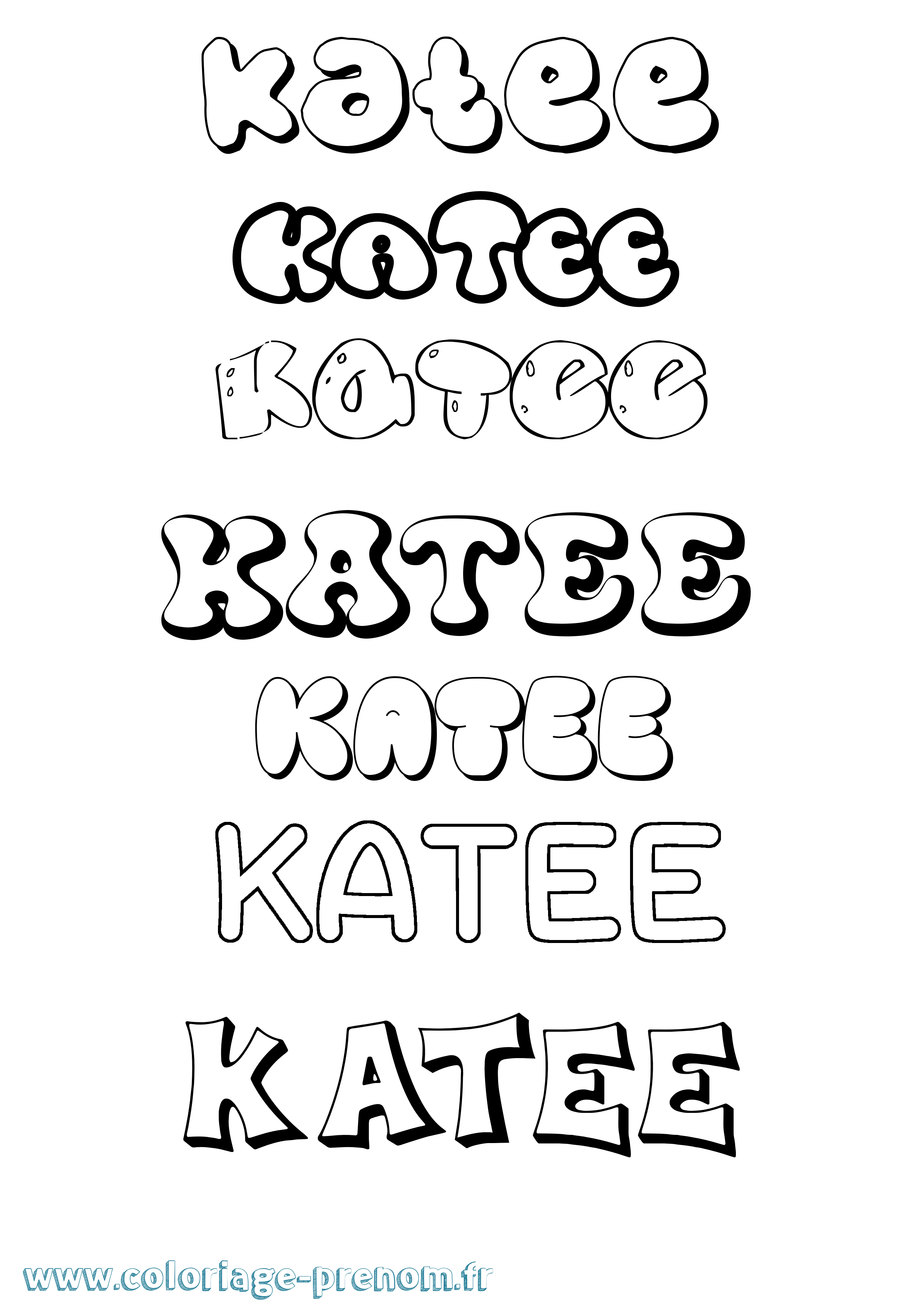 Coloriage Katee Bubble Coloriage prénom Katee Bubble