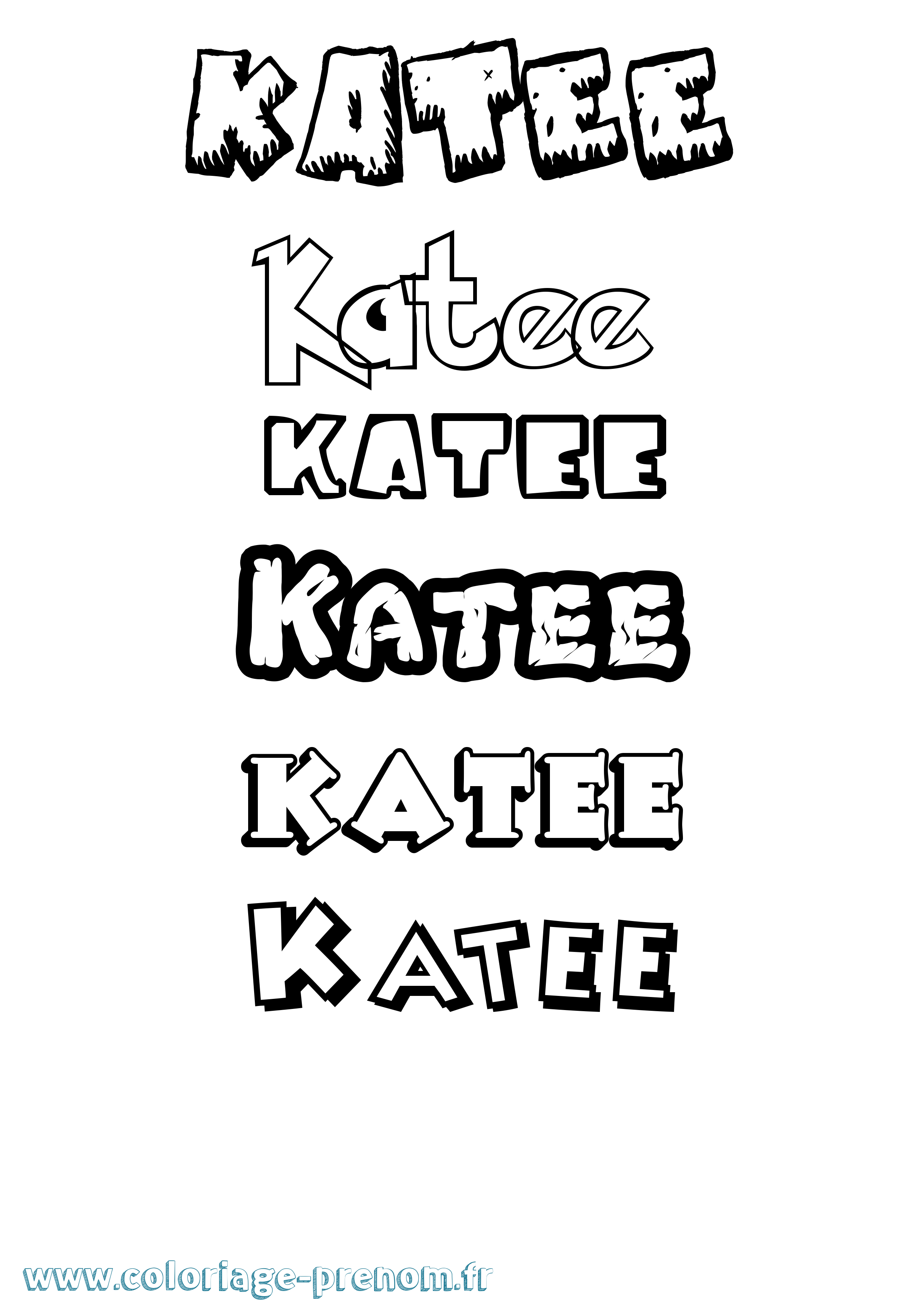 Coloriage Katee Dessin Animé Coloriage prénom Katee Dessin Animé