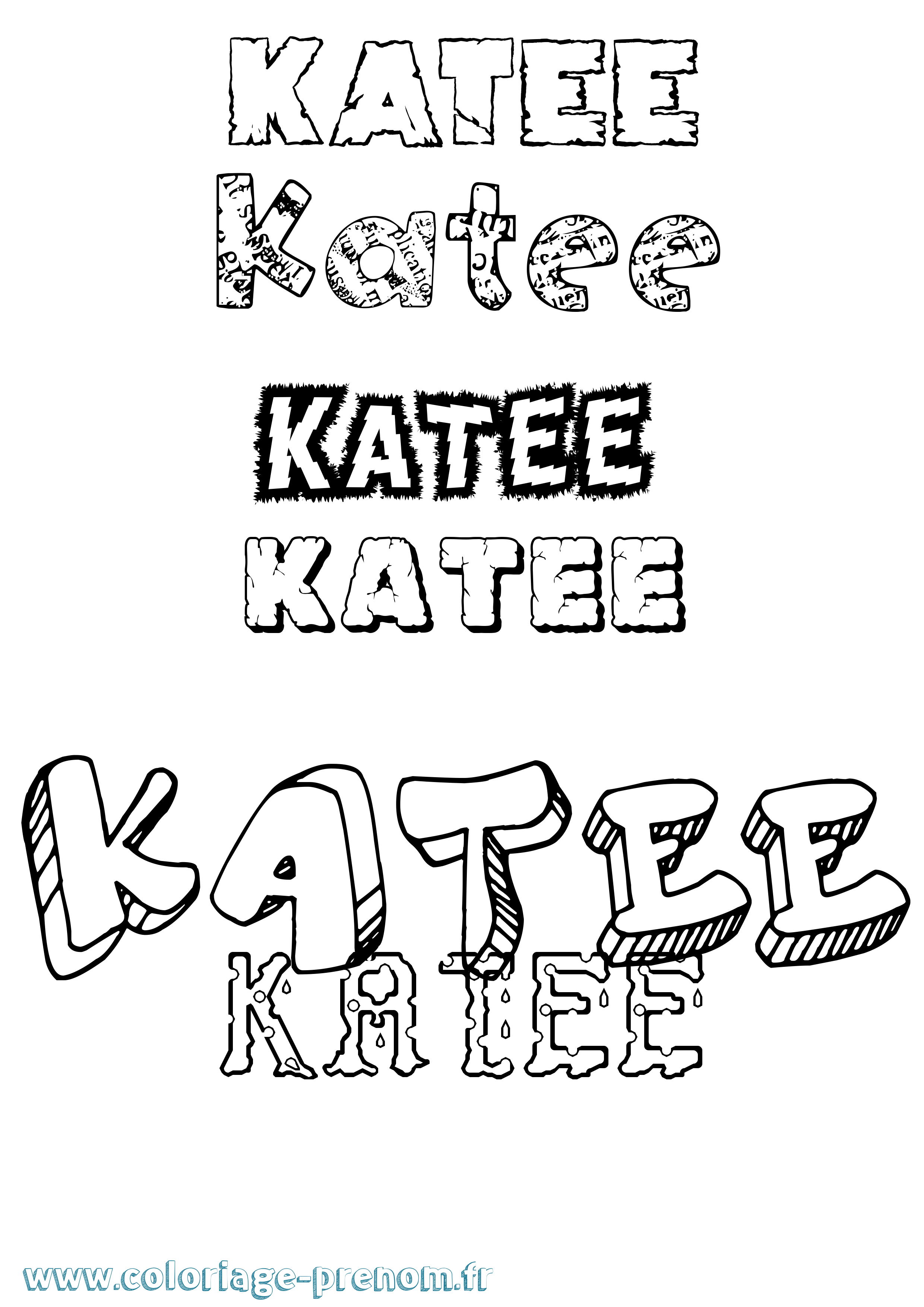 Coloriage Katee Destructuré Coloriage prénom Katee Destructuré
