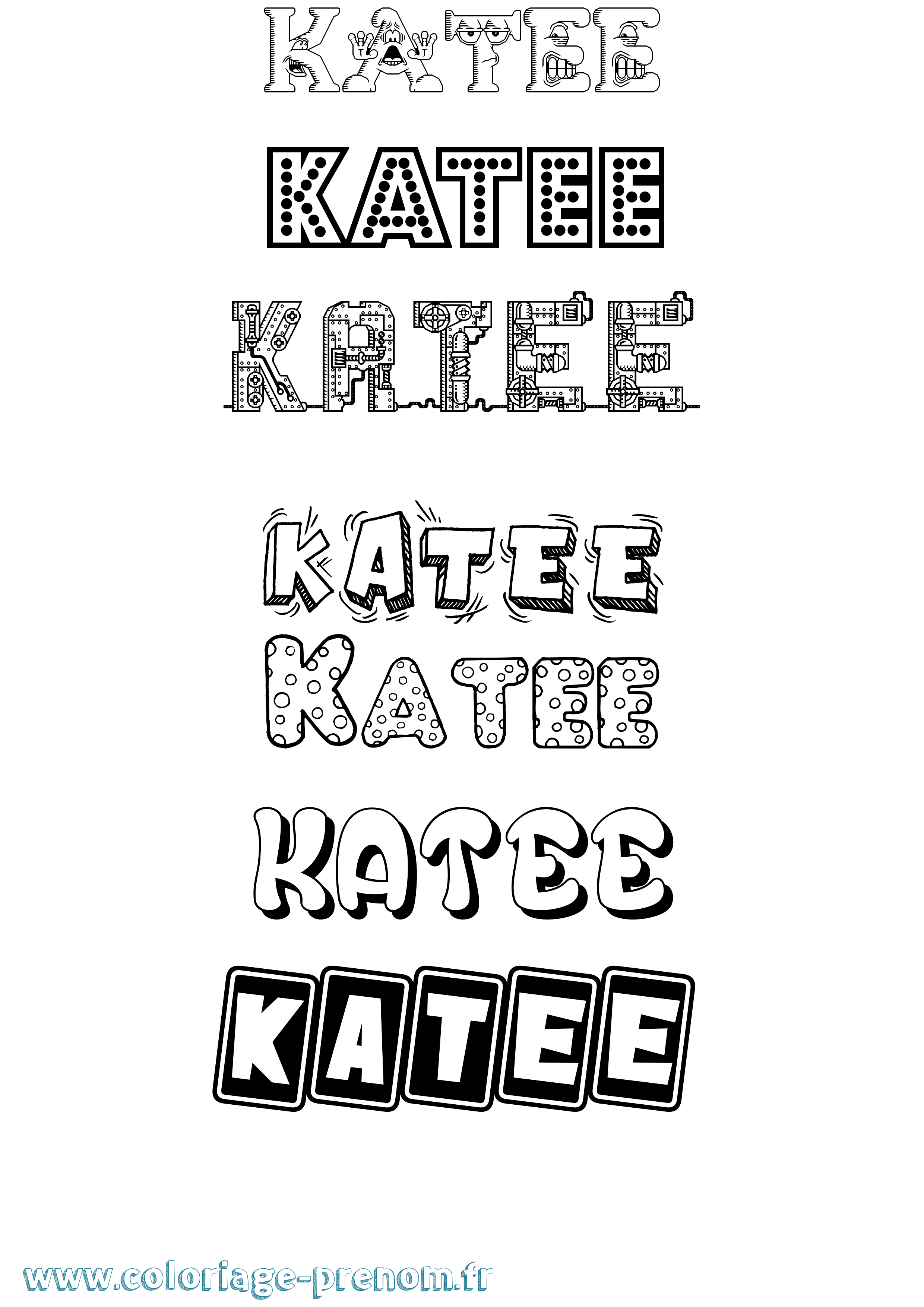 Coloriage Katee Fun Coloriage prénom Katee Fun
